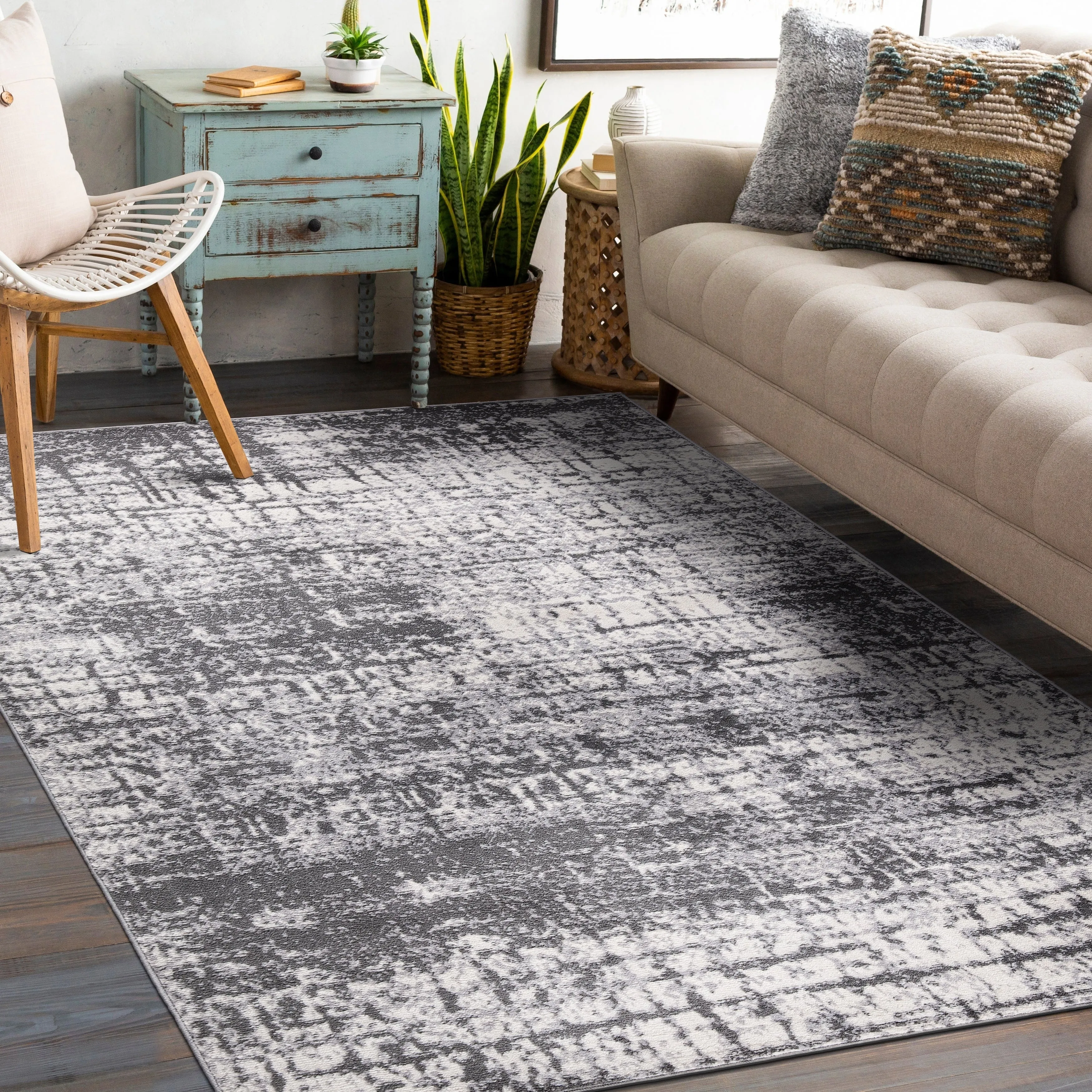 World Rug Gallery Distressed Abstract Modern Area Rug