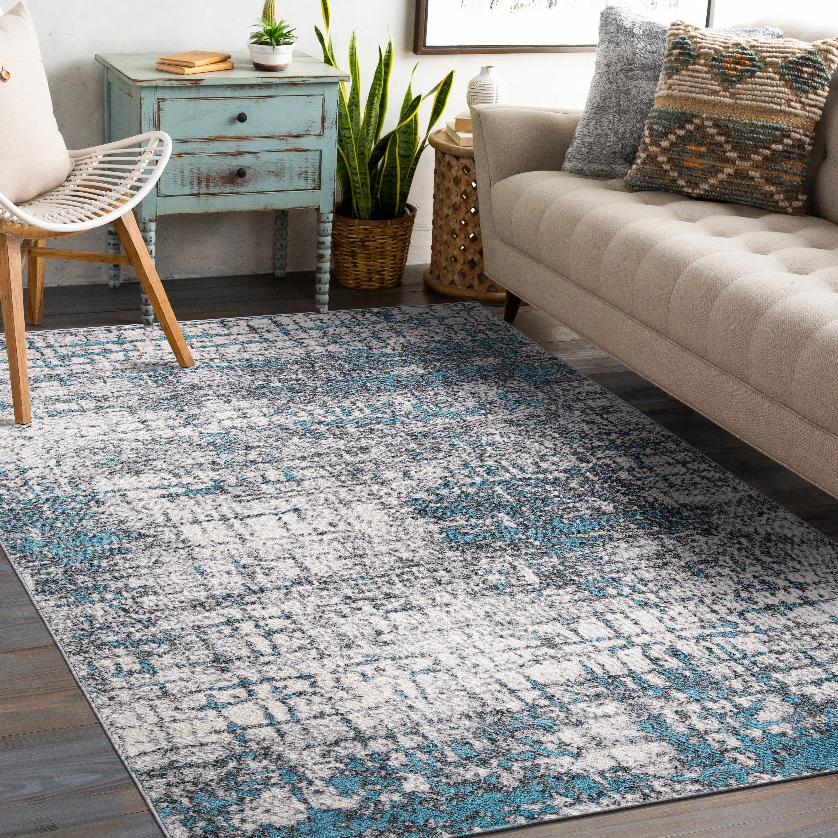 World Rug Gallery Distressed Abstract Modern Area Rug