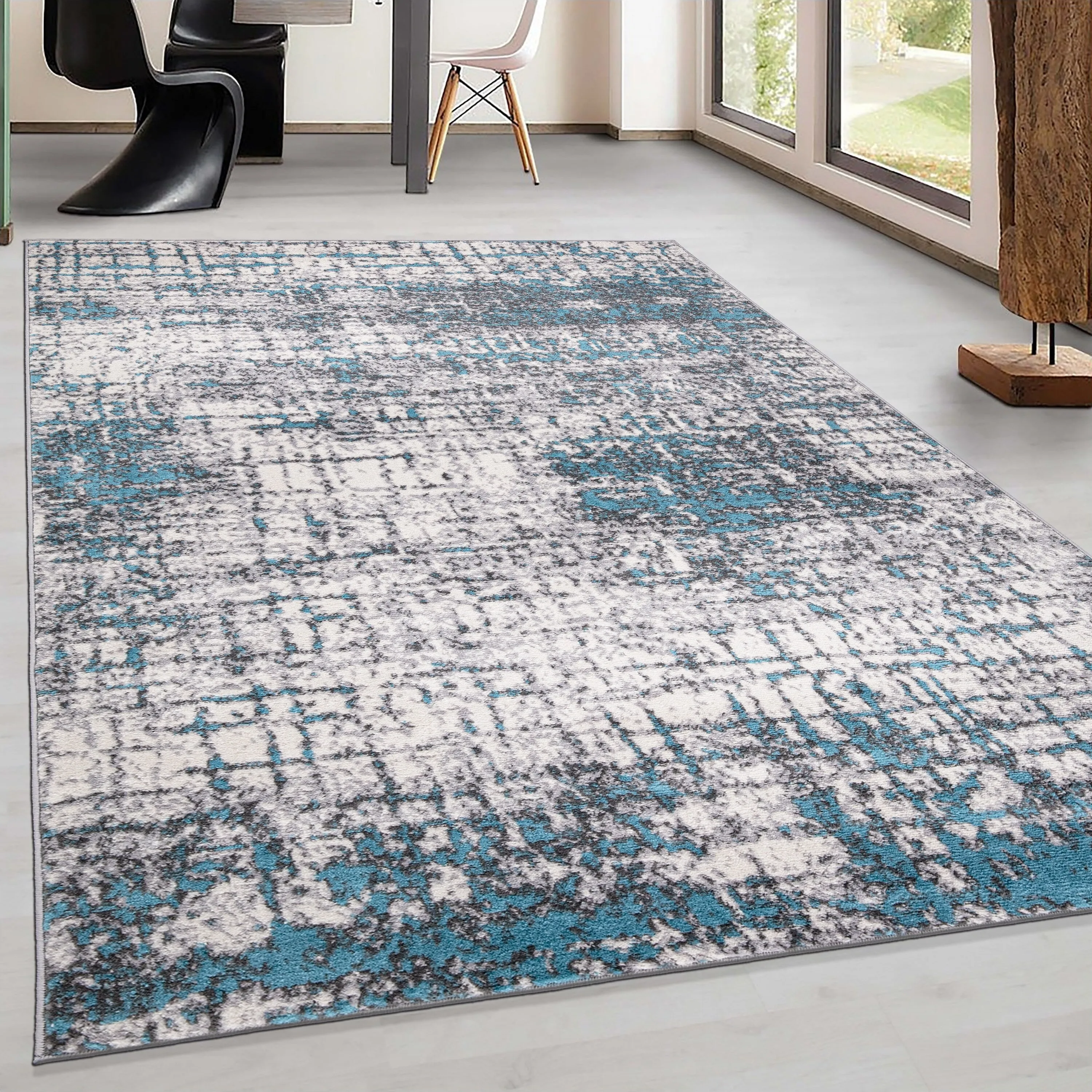 World Rug Gallery Distressed Abstract Modern Area Rug
