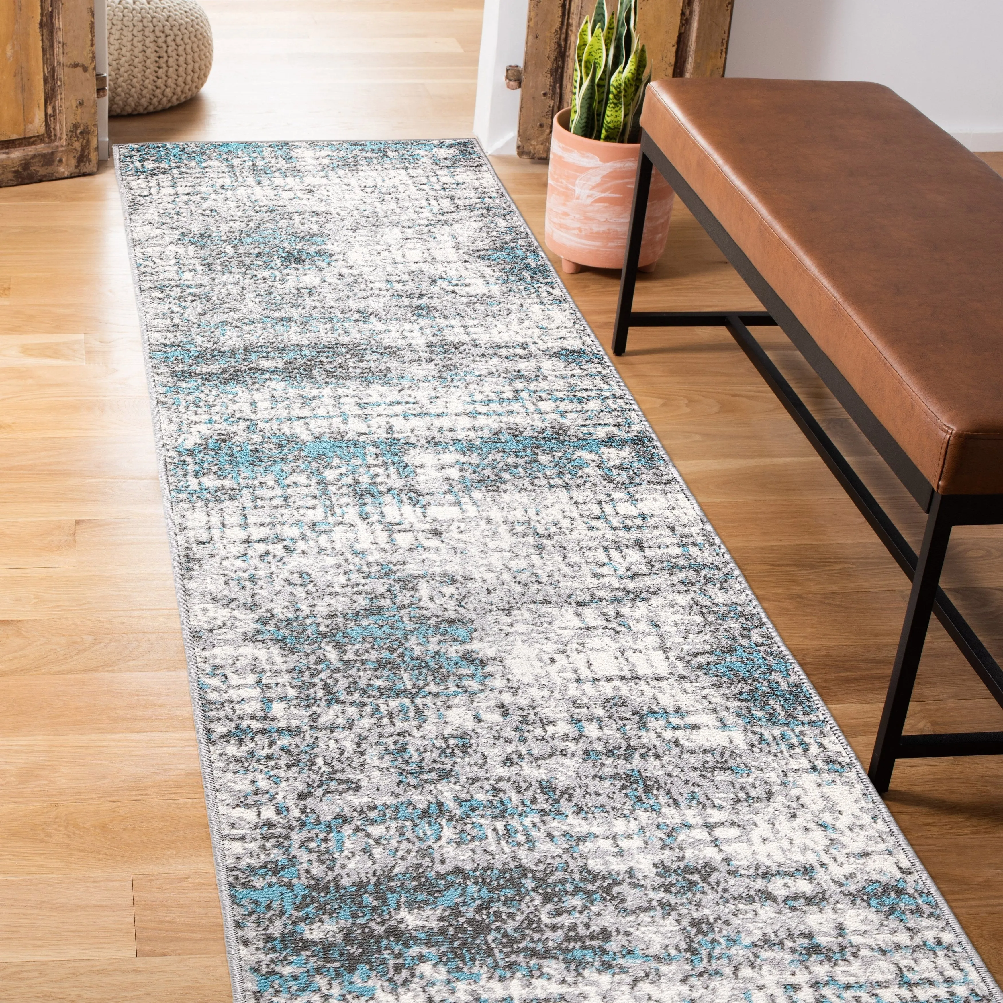 World Rug Gallery Distressed Abstract Modern Area Rug