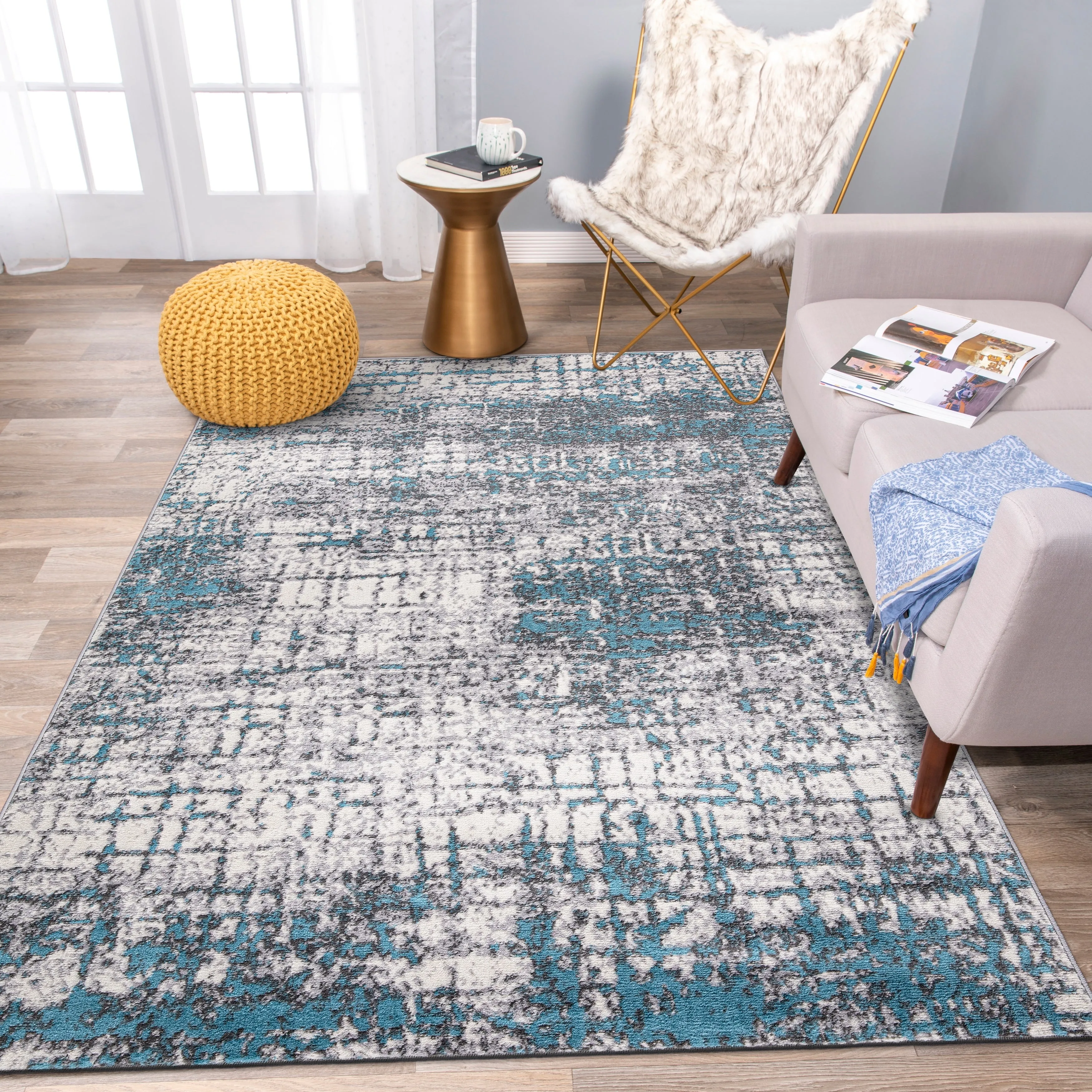 World Rug Gallery Distressed Abstract Modern Area Rug