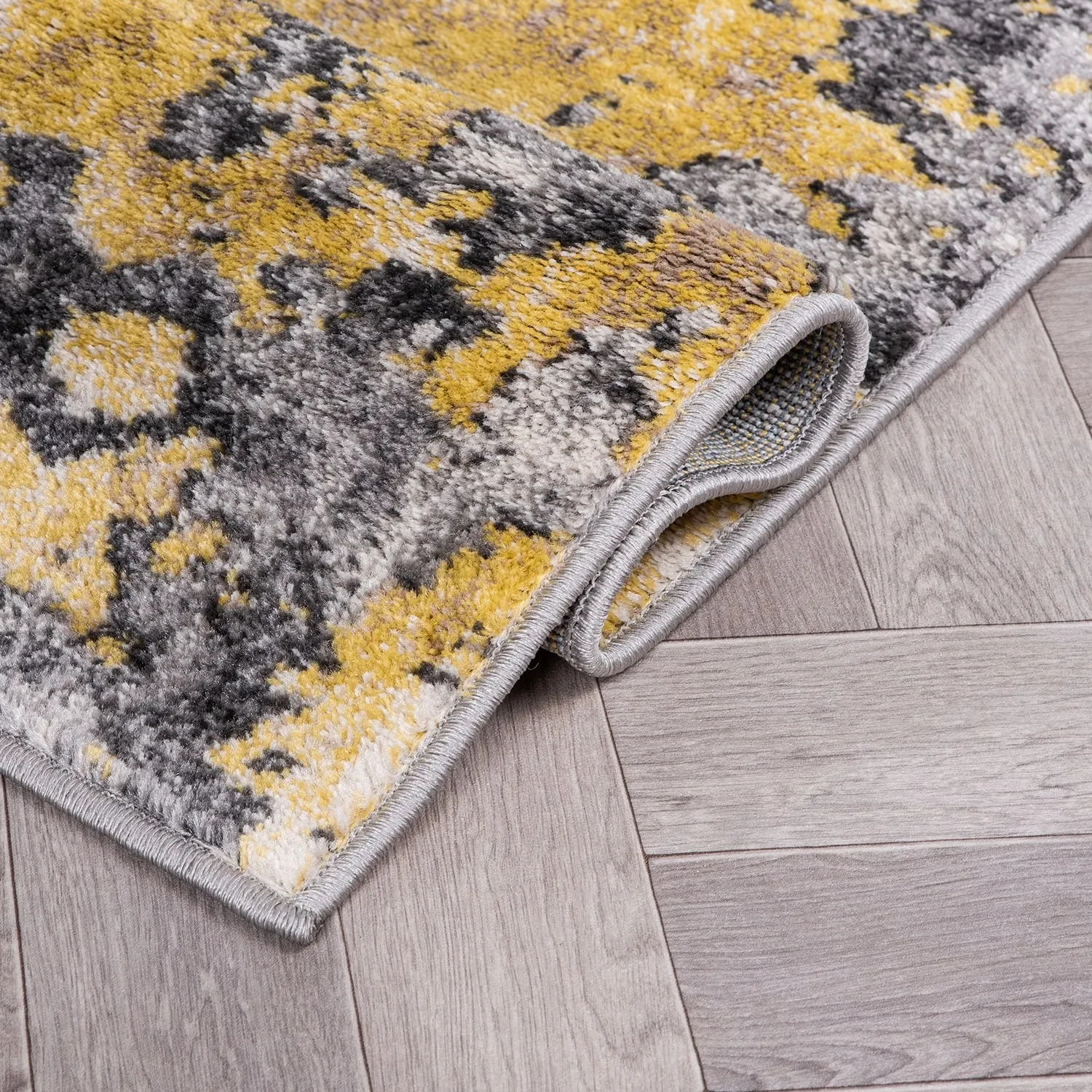 World Rug Gallery Distressed Abstract Watercolor Yellow Area Rug