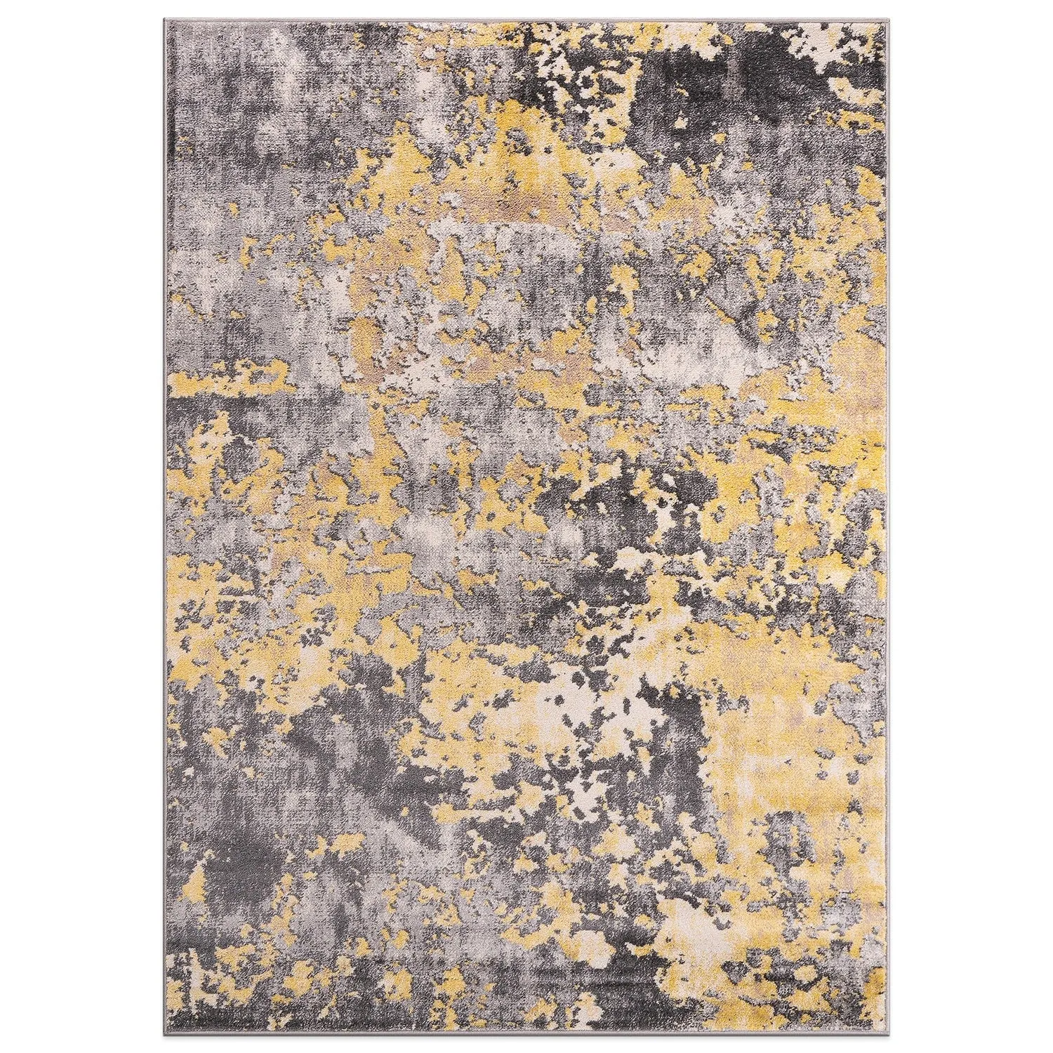 World Rug Gallery Distressed Abstract Watercolor Yellow Area Rug