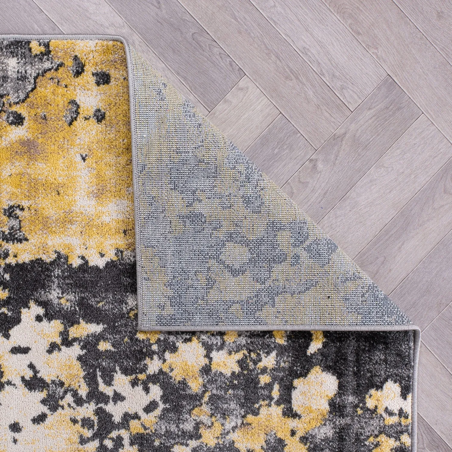 World Rug Gallery Distressed Abstract Watercolor Yellow Area Rug