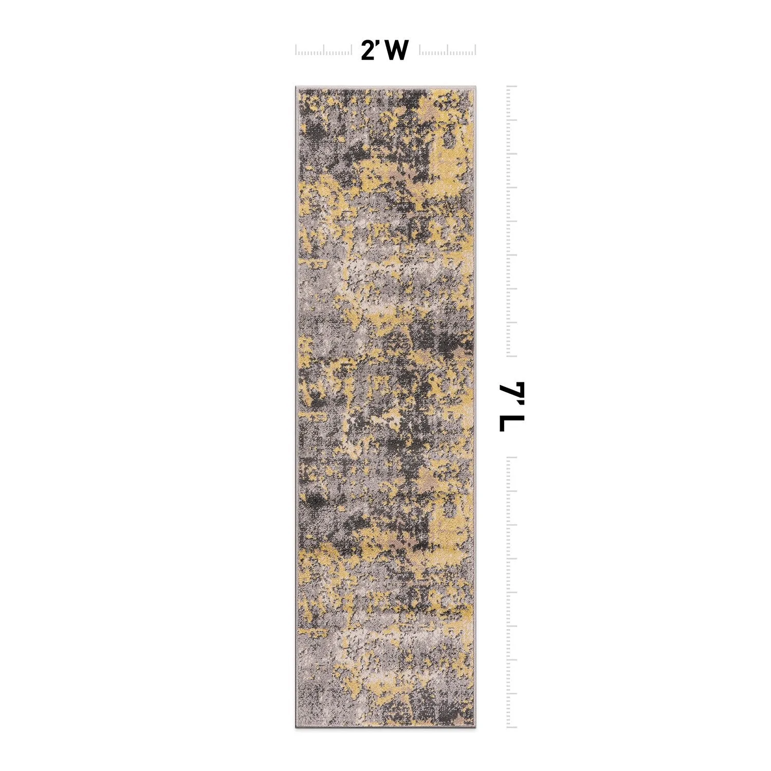 World Rug Gallery Distressed Abstract Watercolor Yellow Area Rug