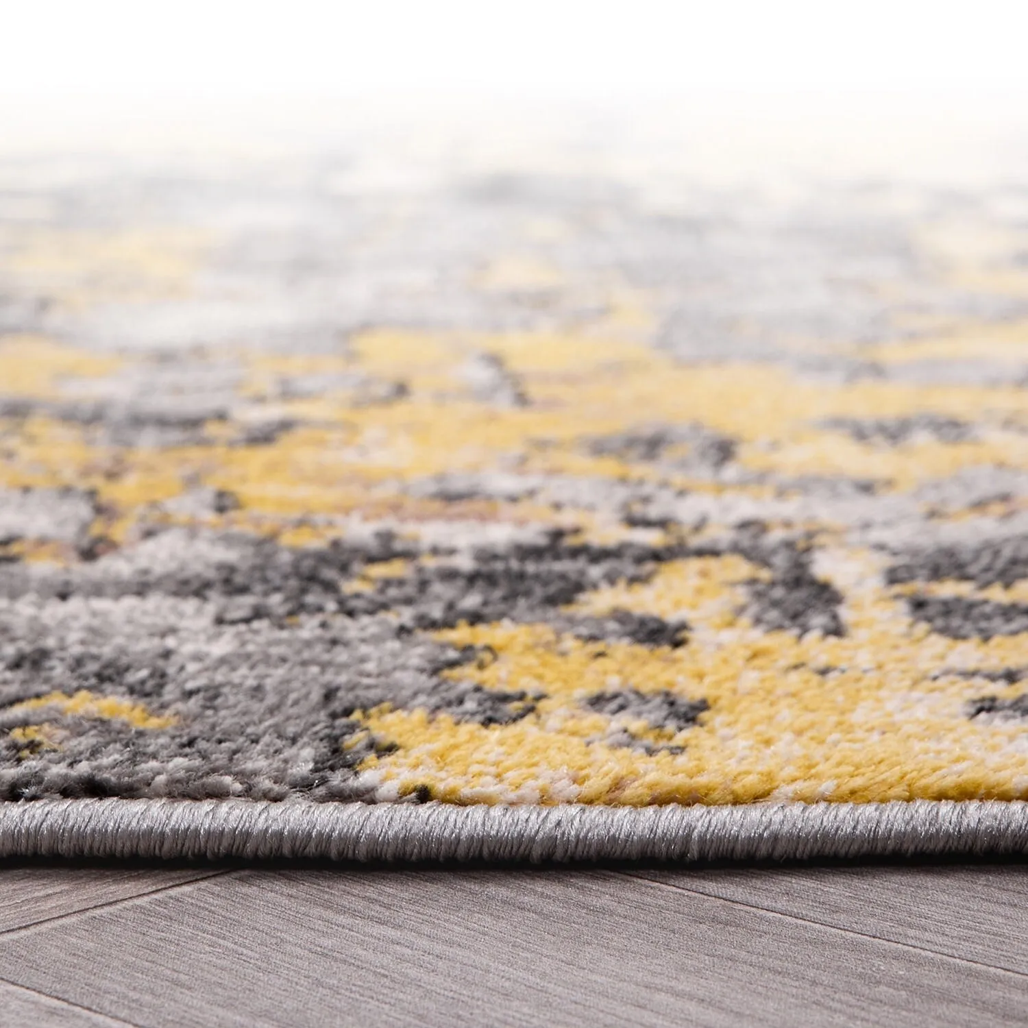 World Rug Gallery Distressed Abstract Watercolor Yellow Area Rug