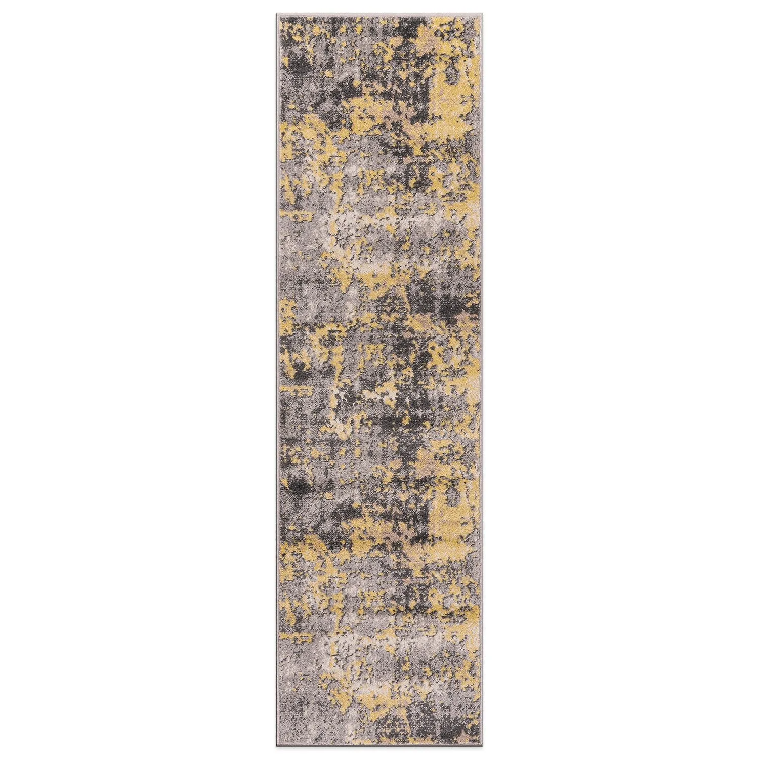 World Rug Gallery Distressed Abstract Watercolor Yellow Area Rug