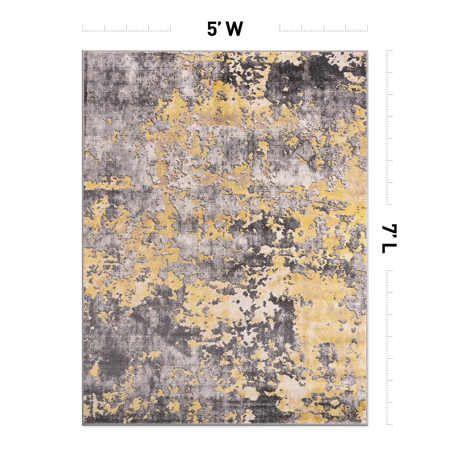 World Rug Gallery Distressed Abstract Watercolor Yellow Area Rug