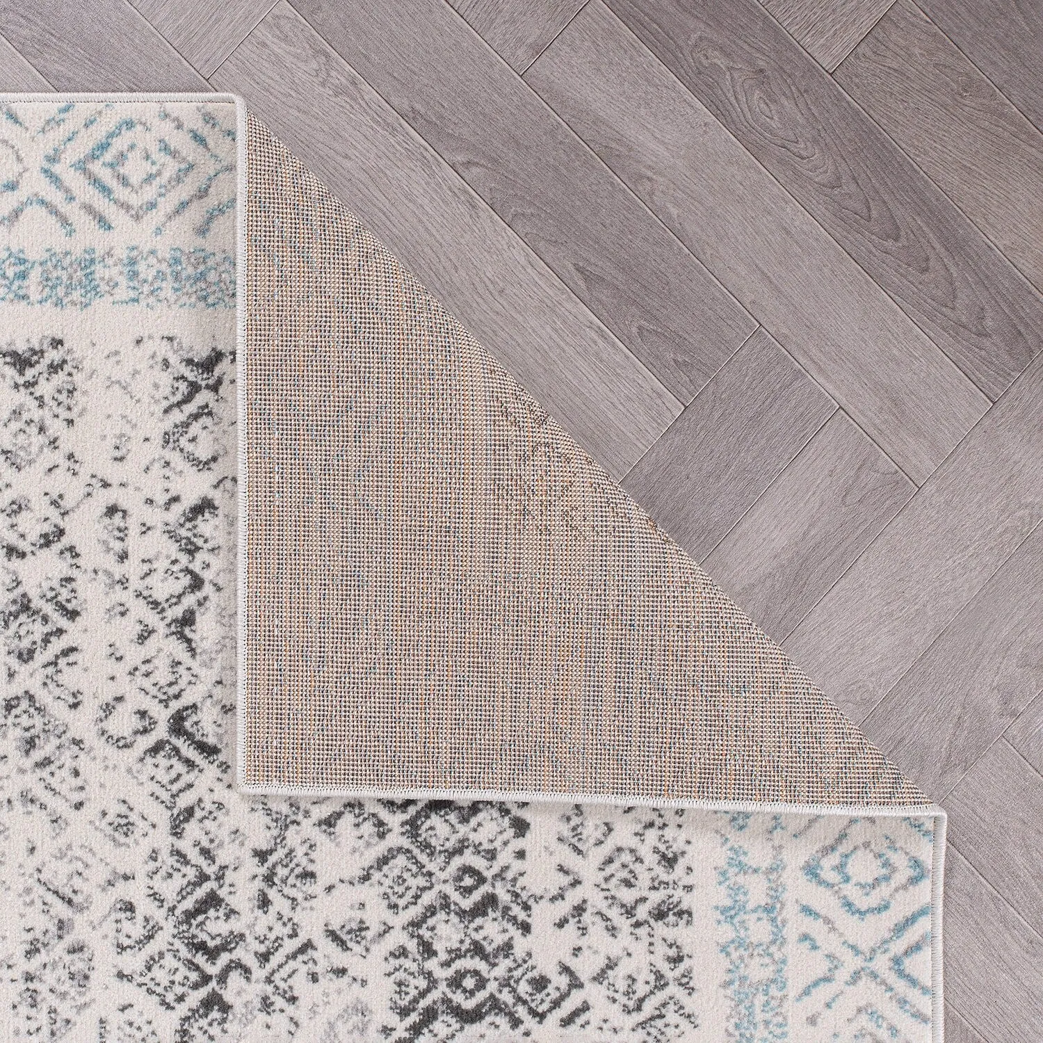 World Rug Gallery Distressed Bohemian Border Area Rug