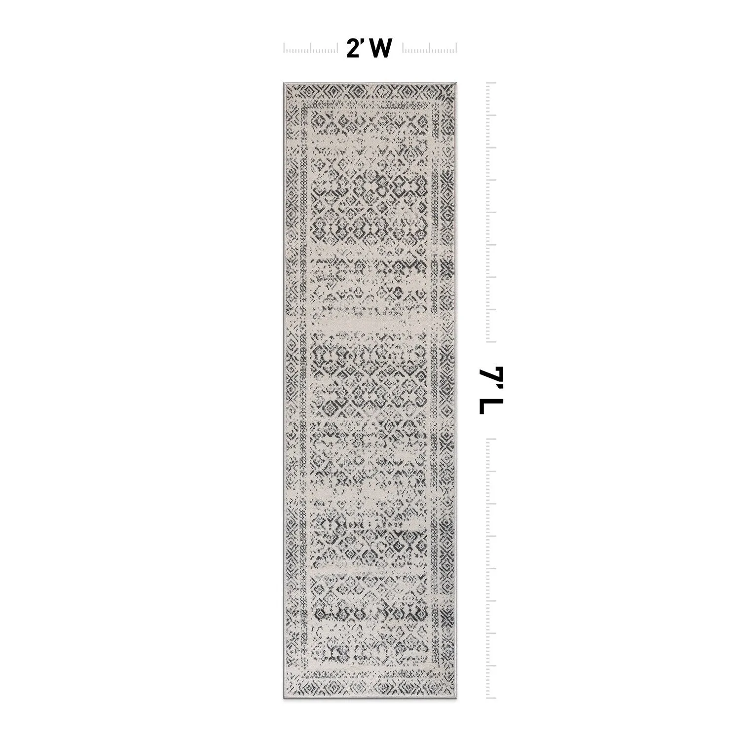 World Rug Gallery Distressed Bohemian Border Area Rug