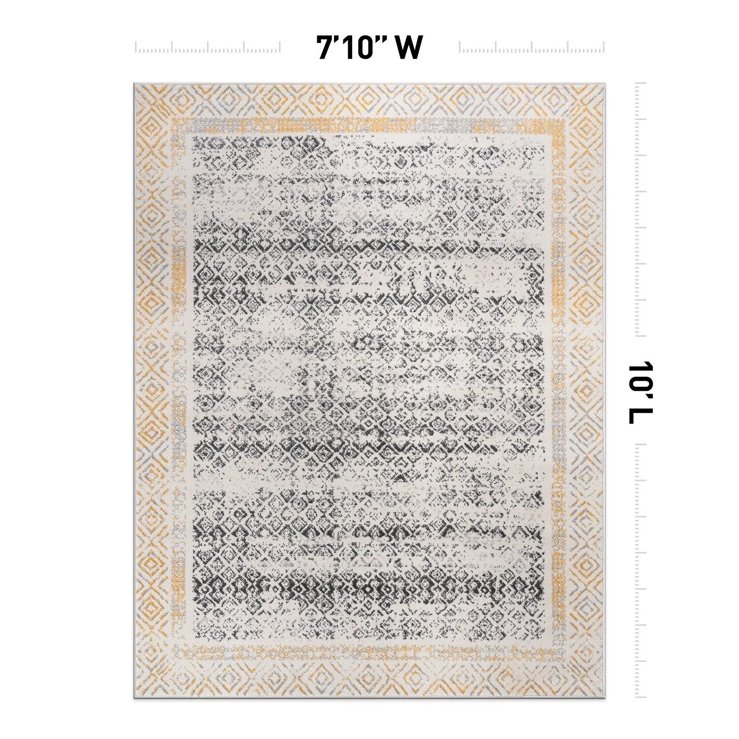 World Rug Gallery Distressed Bohemian Border Area Rug