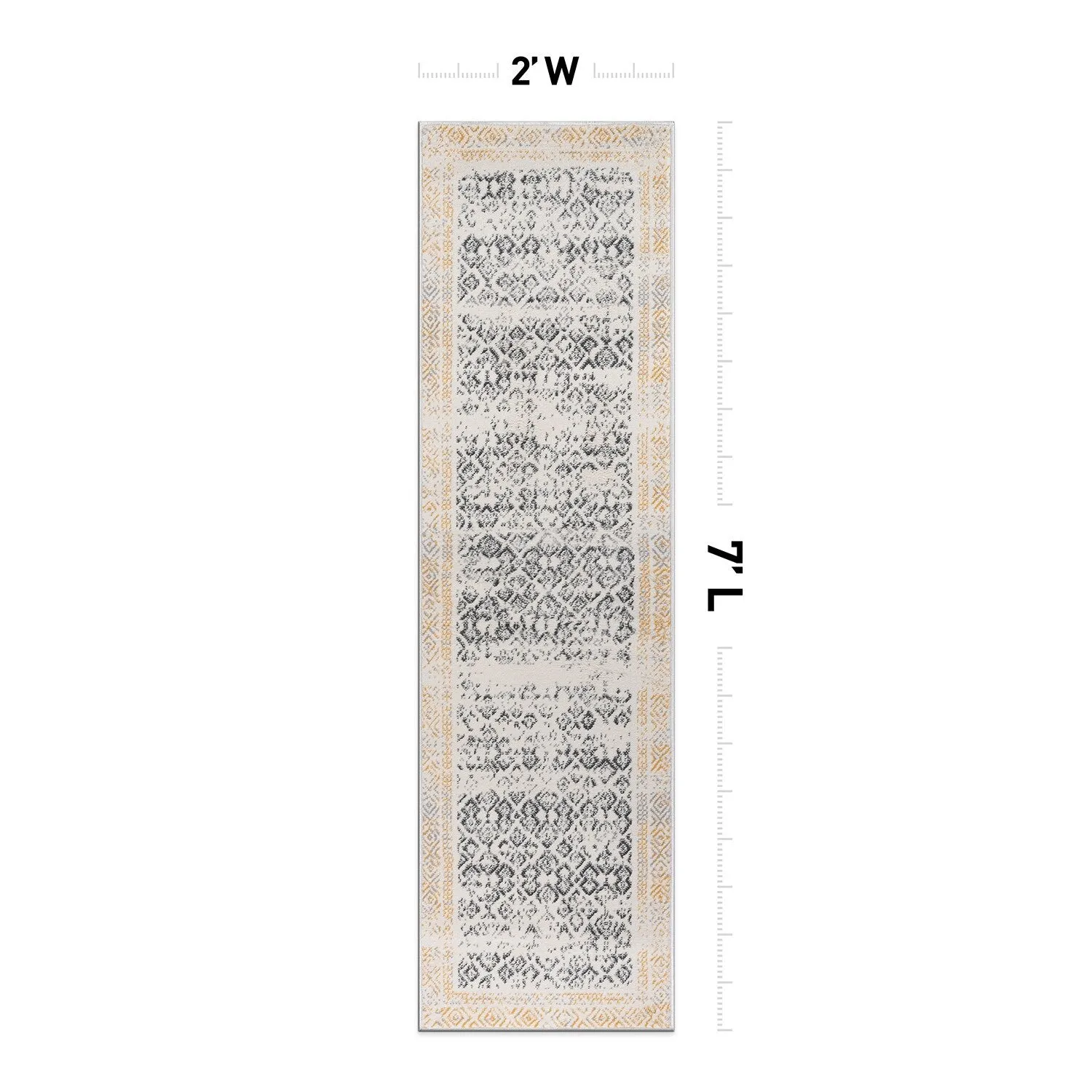 World Rug Gallery Distressed Bohemian Border Area Rug