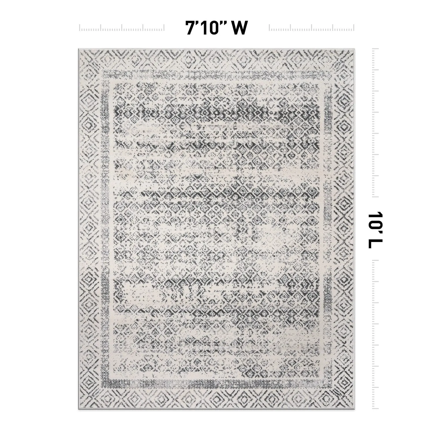 World Rug Gallery Distressed Bohemian Border Area Rug