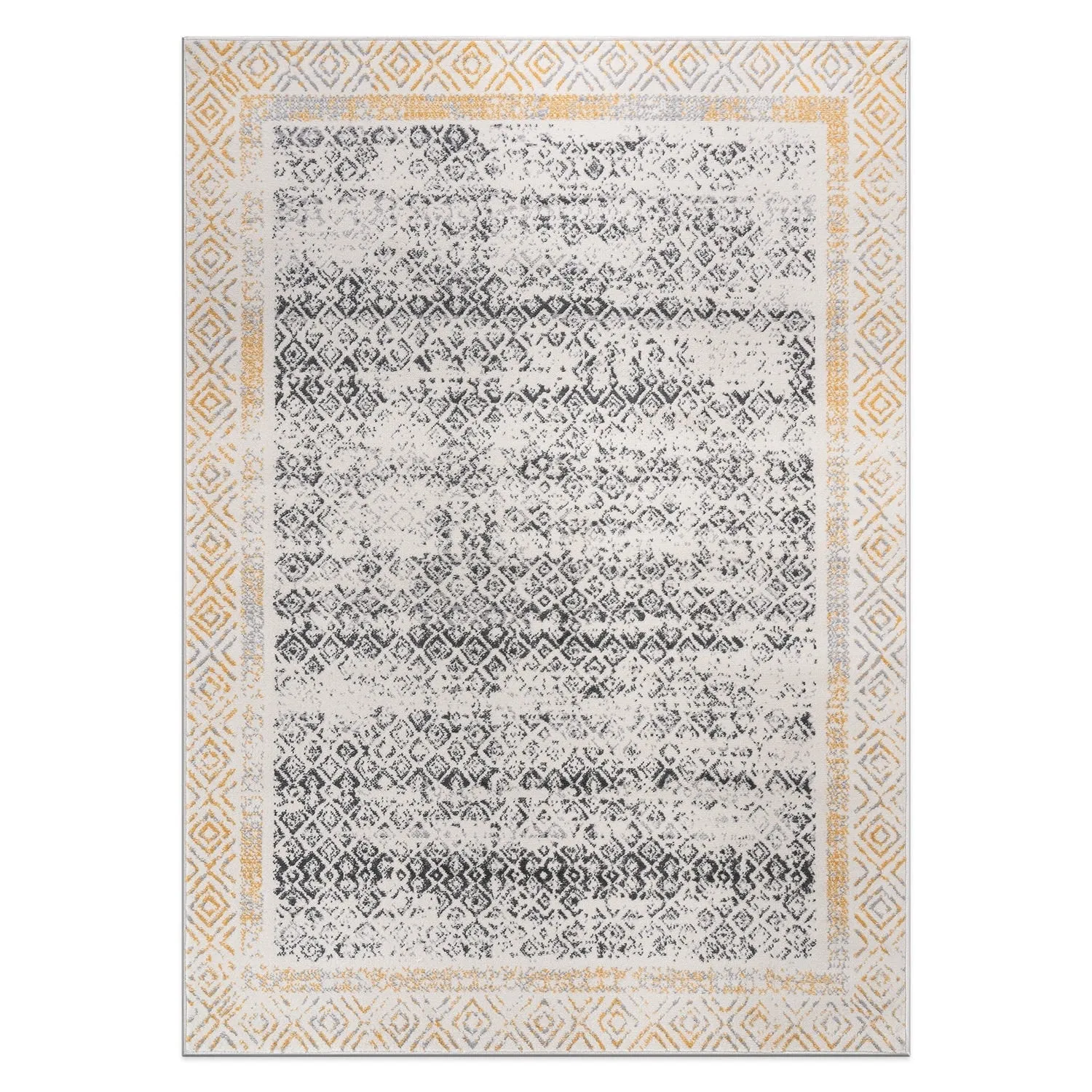 World Rug Gallery Distressed Bohemian Border Area Rug
