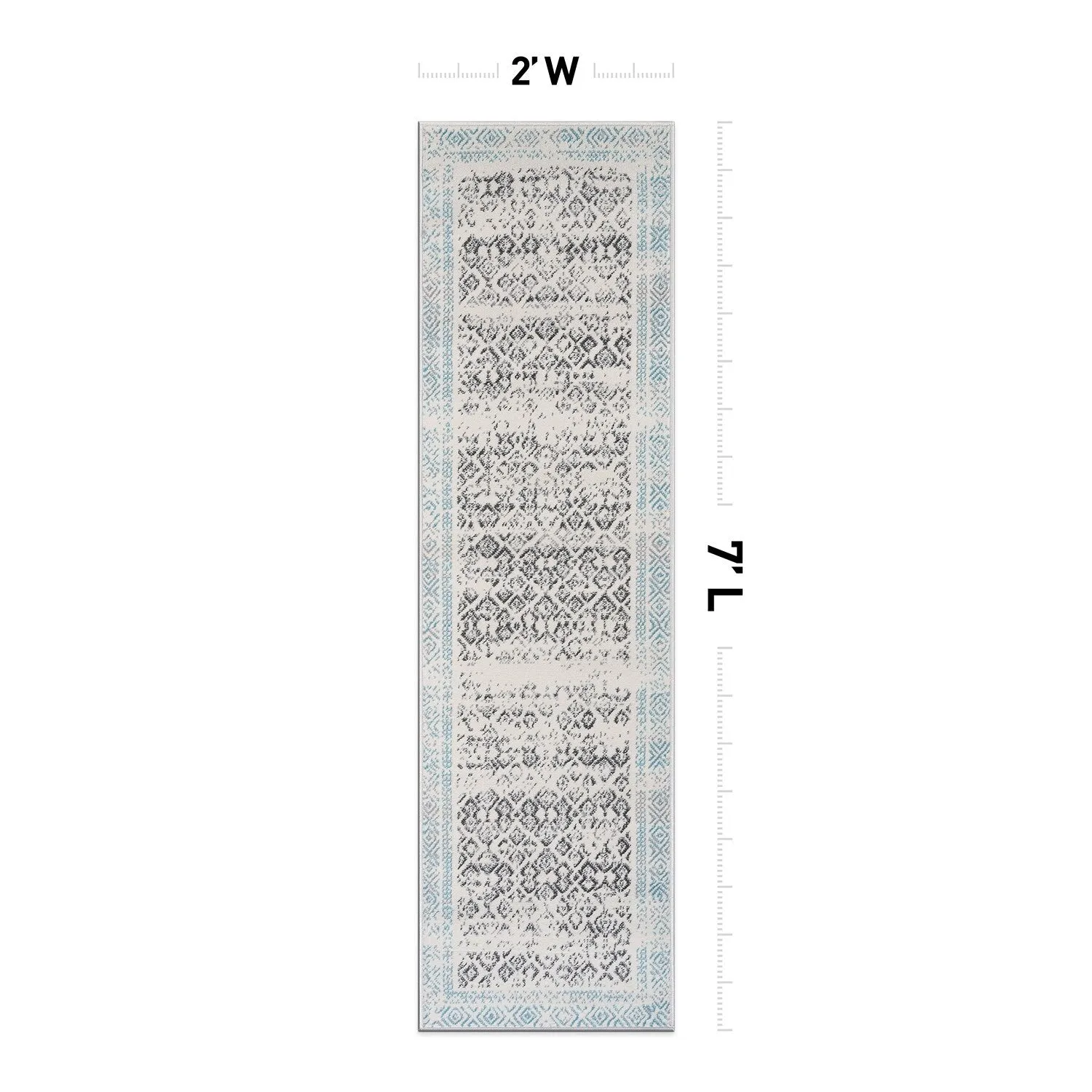 World Rug Gallery Distressed Bohemian Border Area Rug