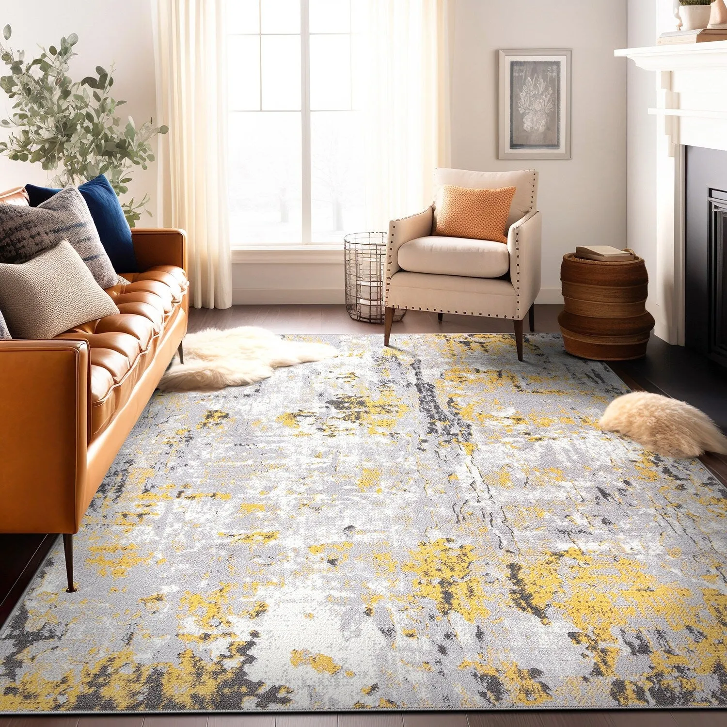 World Rug Gallery Distressed Modern Abstract Area Rug
