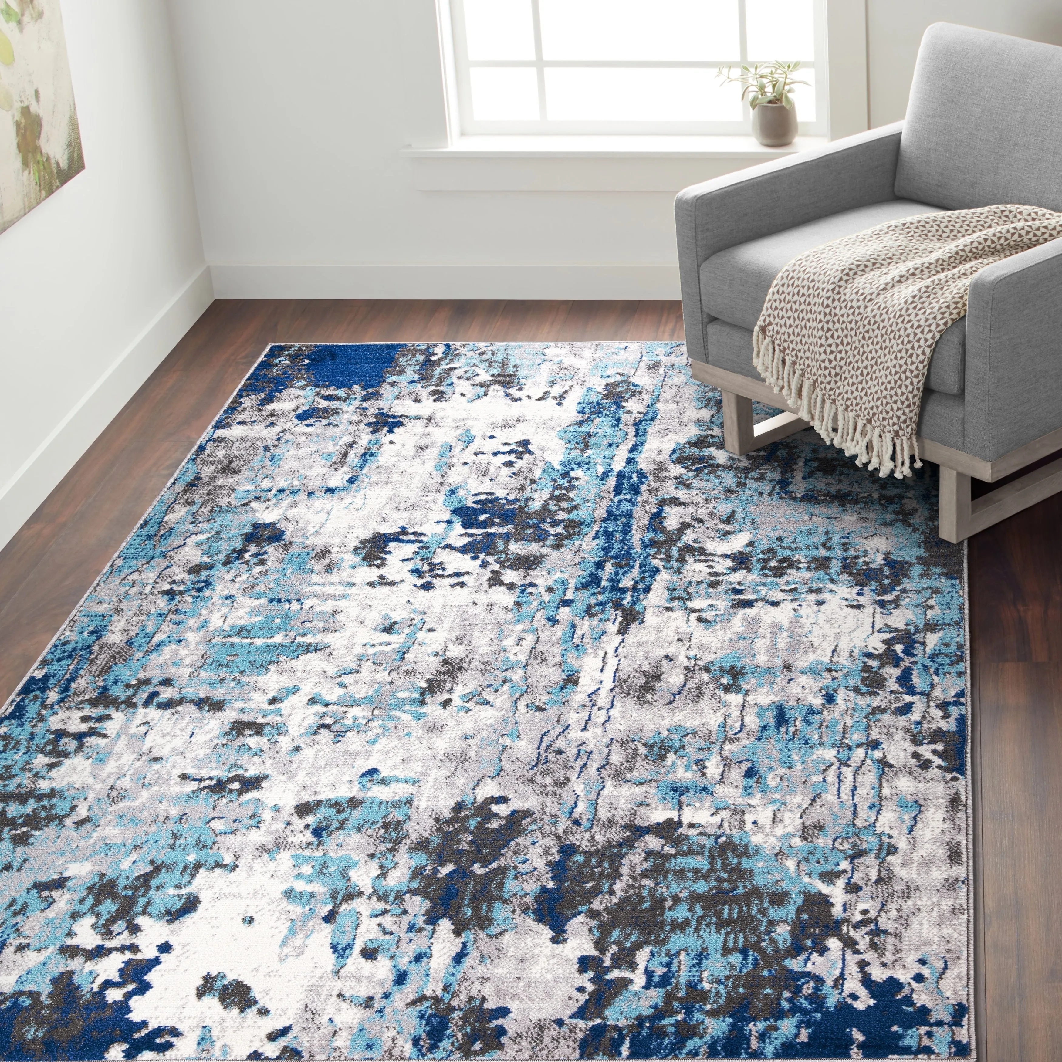 World Rug Gallery Distressed Modern Abstract Area Rug