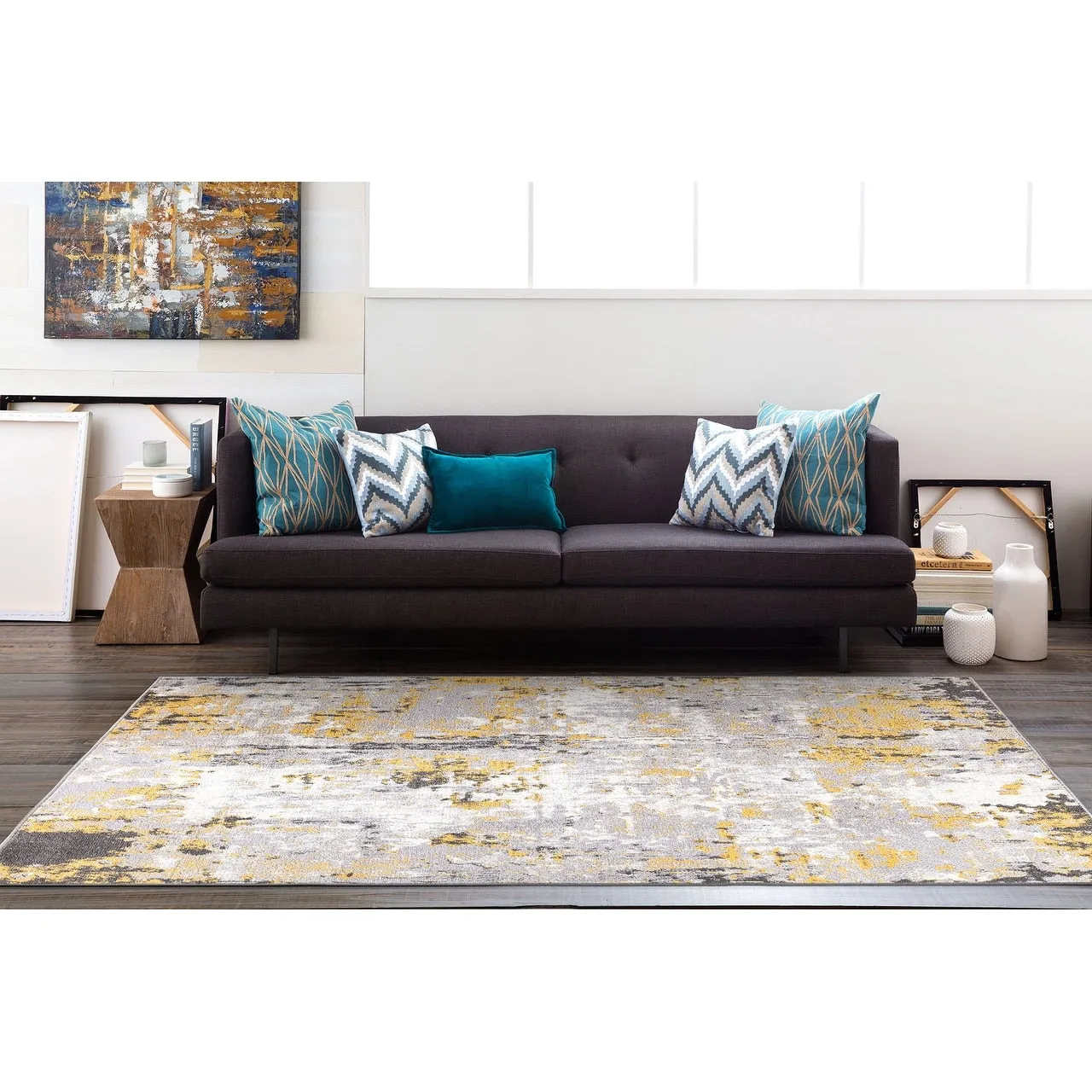 World Rug Gallery Distressed Modern Abstract Area Rug