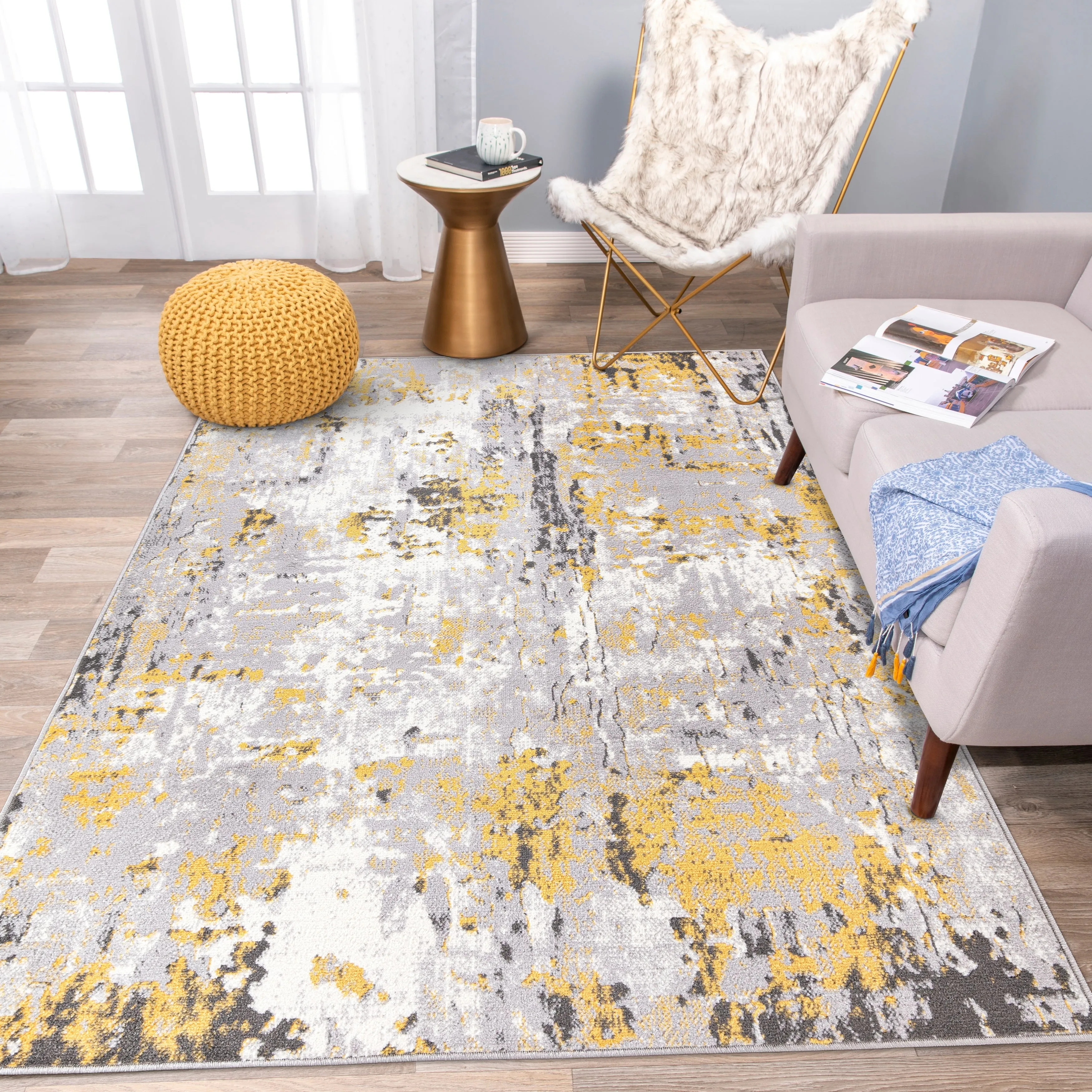 World Rug Gallery Distressed Modern Abstract Area Rug