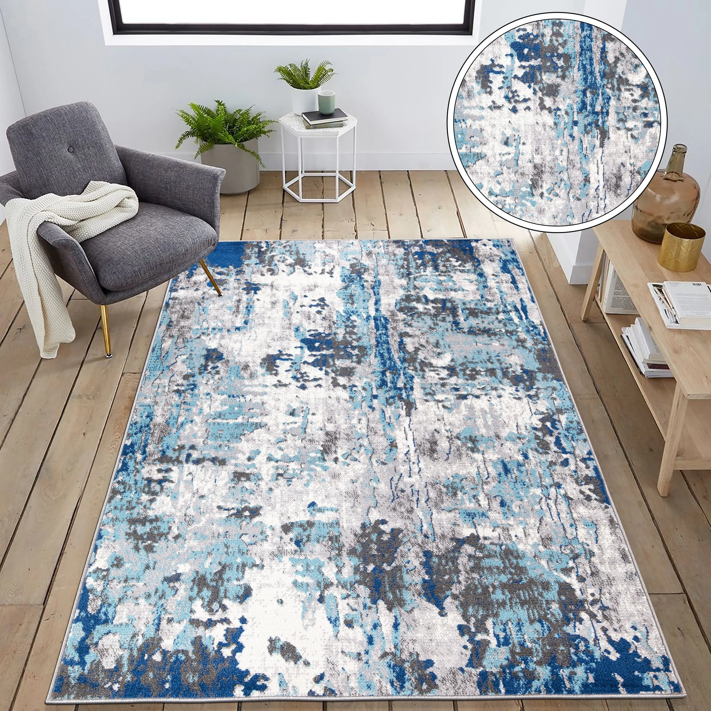 World Rug Gallery Distressed Modern Abstract Area Rug
