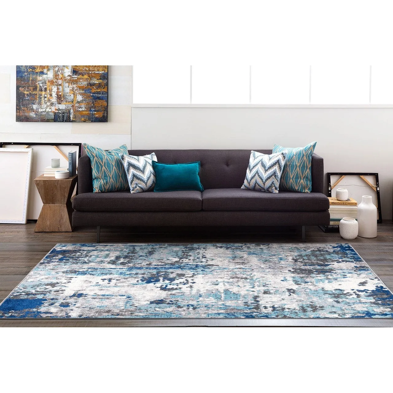 World Rug Gallery Distressed Modern Abstract Area Rug
