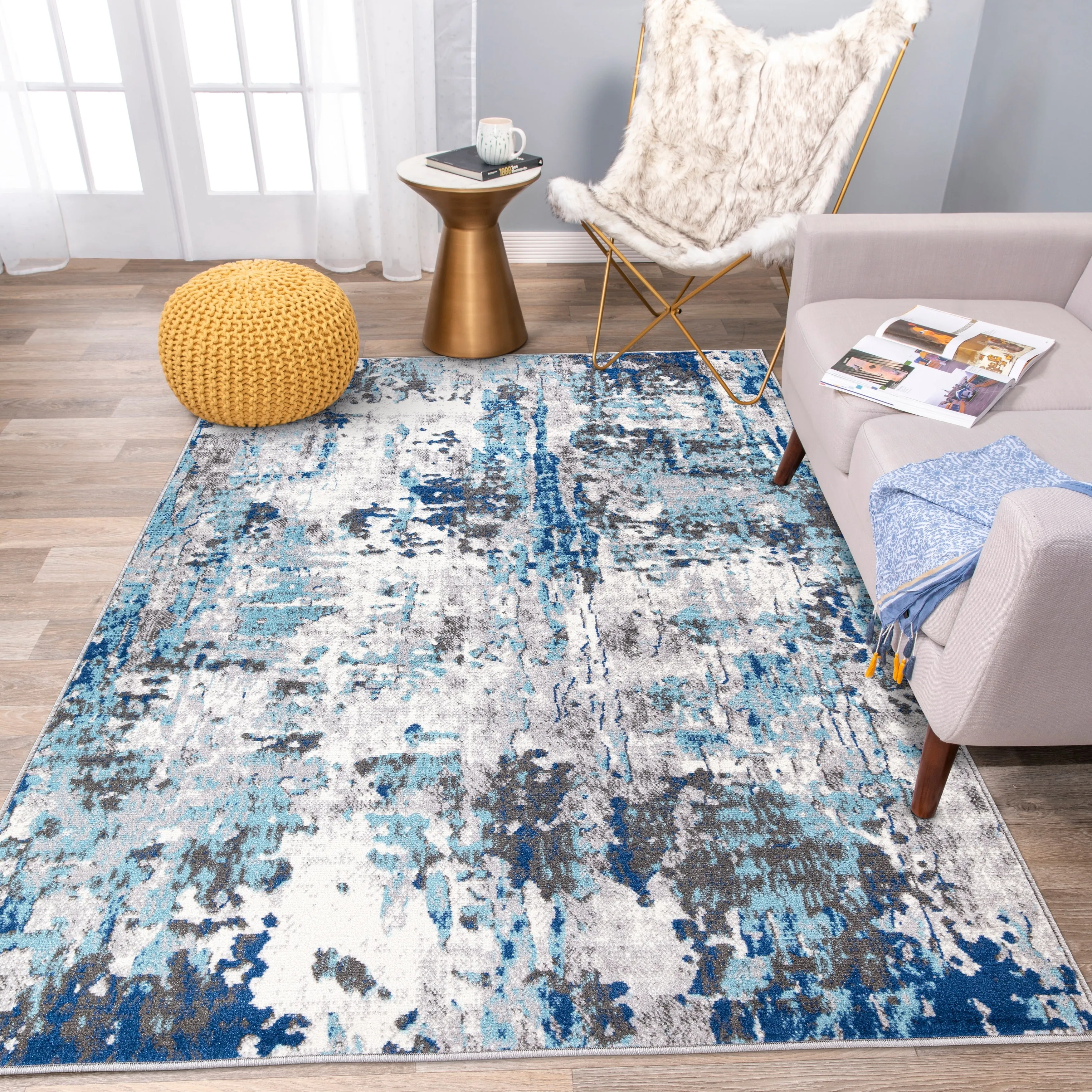 World Rug Gallery Distressed Modern Abstract Area Rug