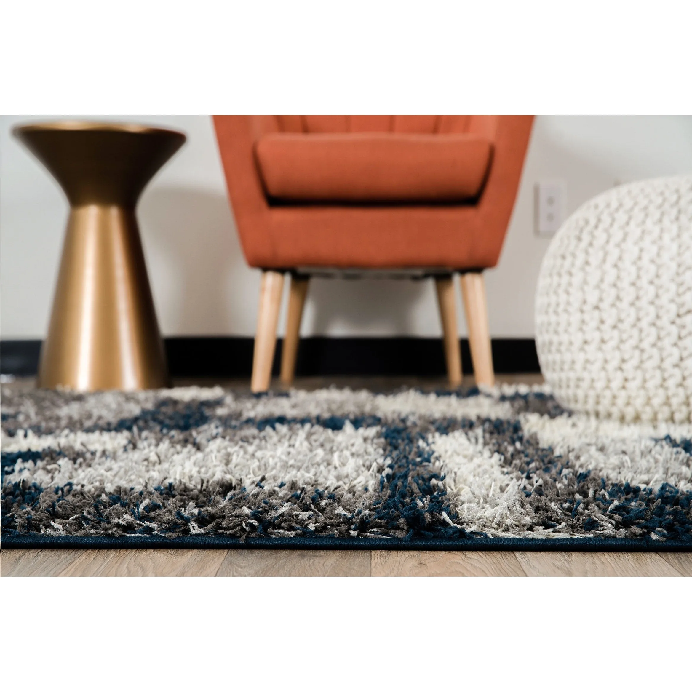 World Rug Gallery Distressed Modern Boxes Plush Shag Area Rug