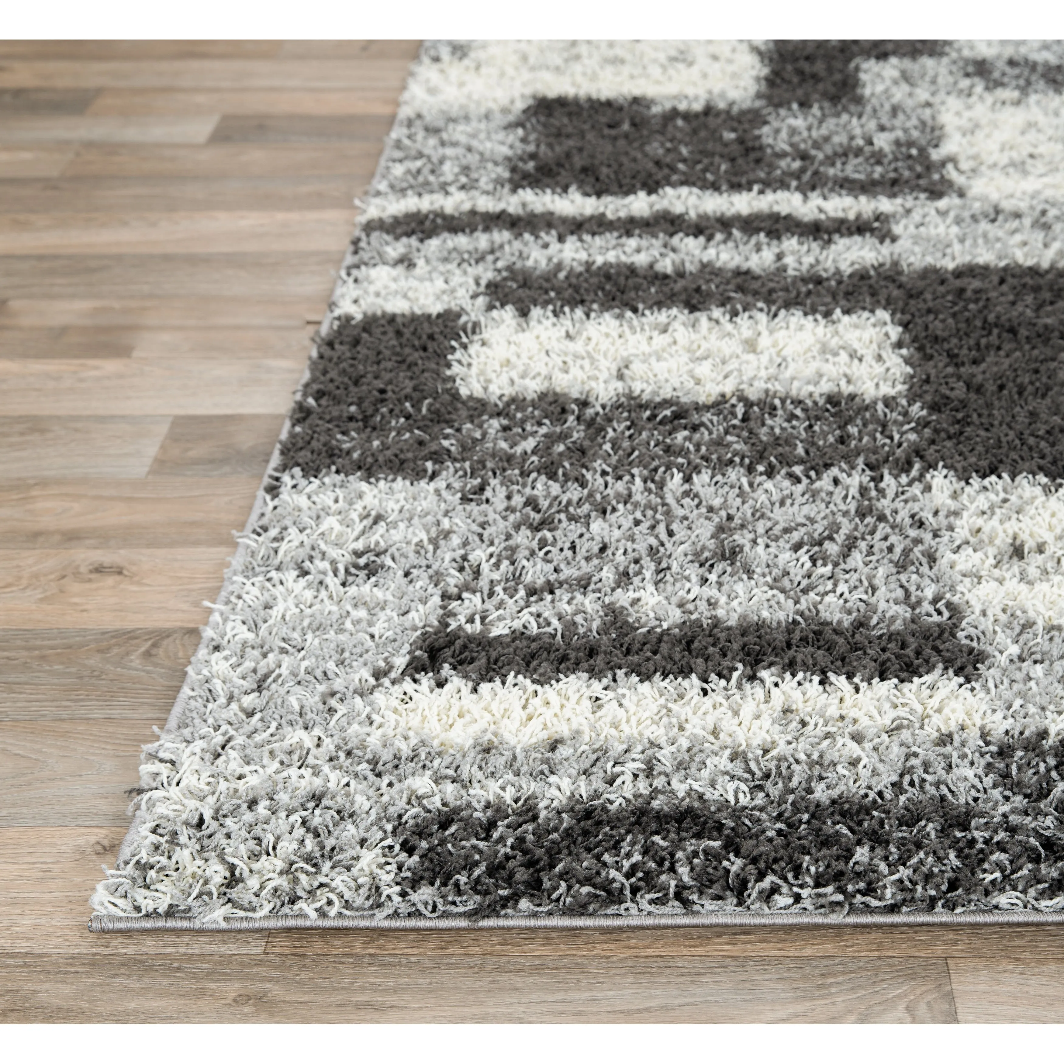 World Rug Gallery Distressed Modern Boxes Plush Shag Area Rug