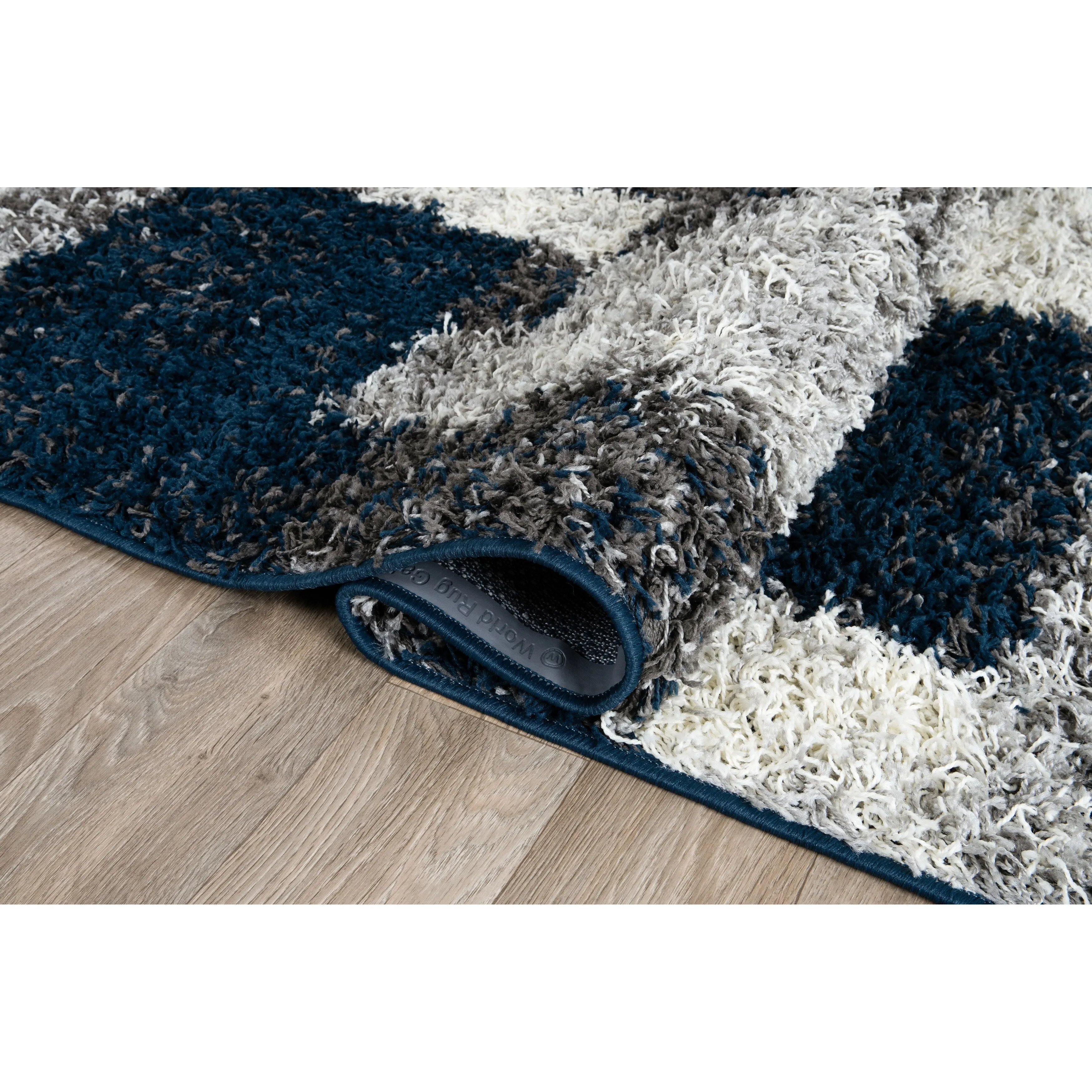 World Rug Gallery Distressed Modern Boxes Plush Shag Area Rug