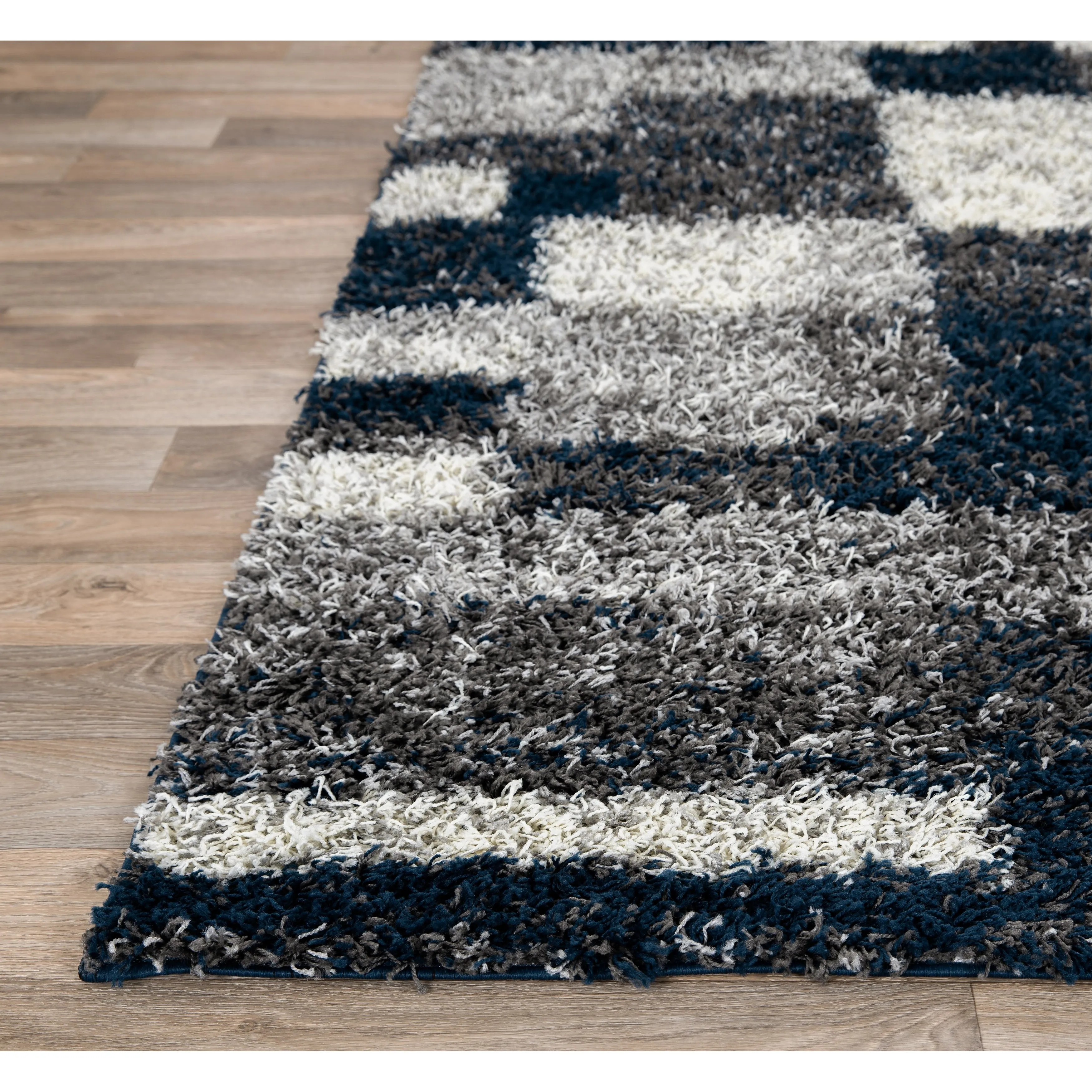 World Rug Gallery Distressed Modern Boxes Plush Shag Area Rug