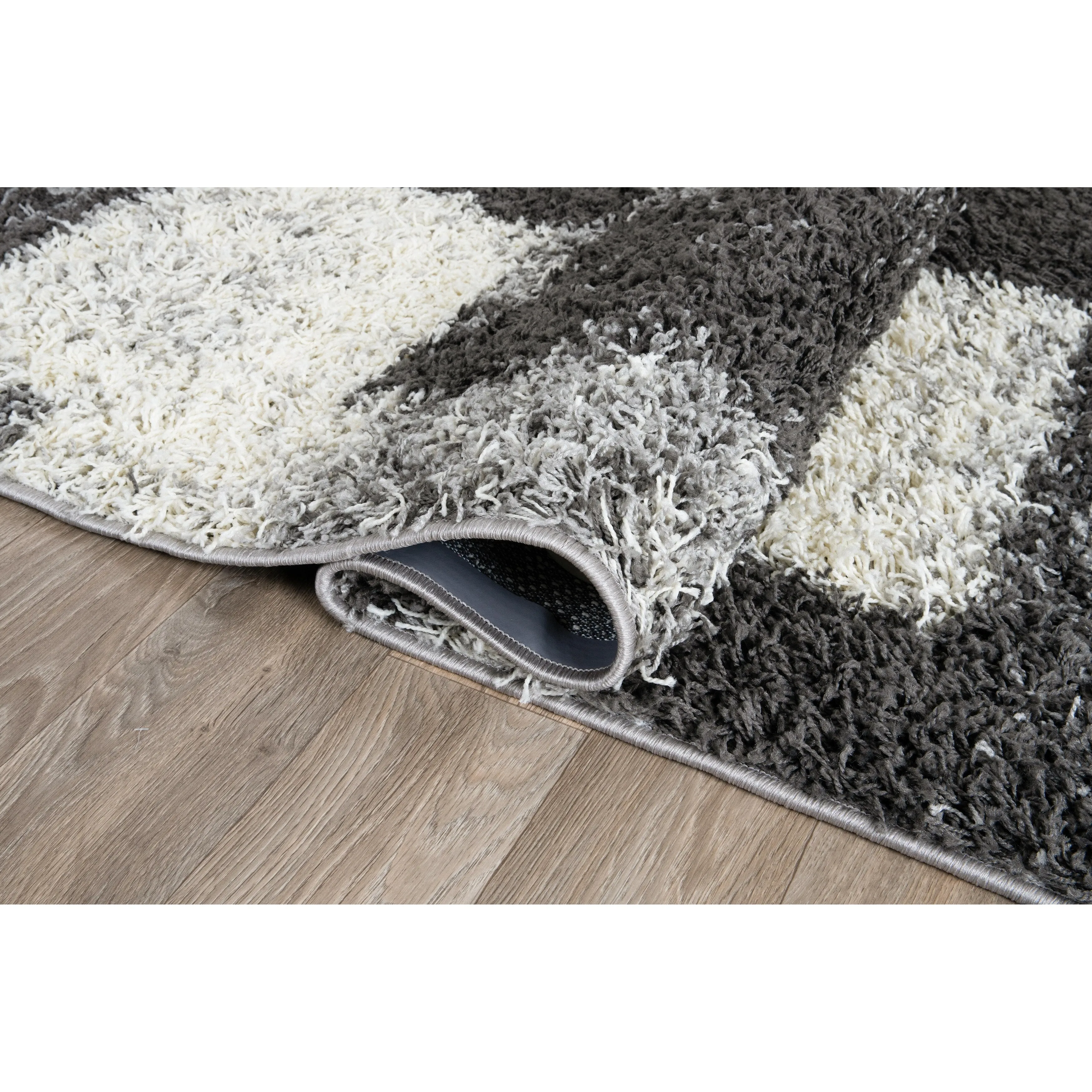 World Rug Gallery Distressed Modern Boxes Plush Shag Area Rug