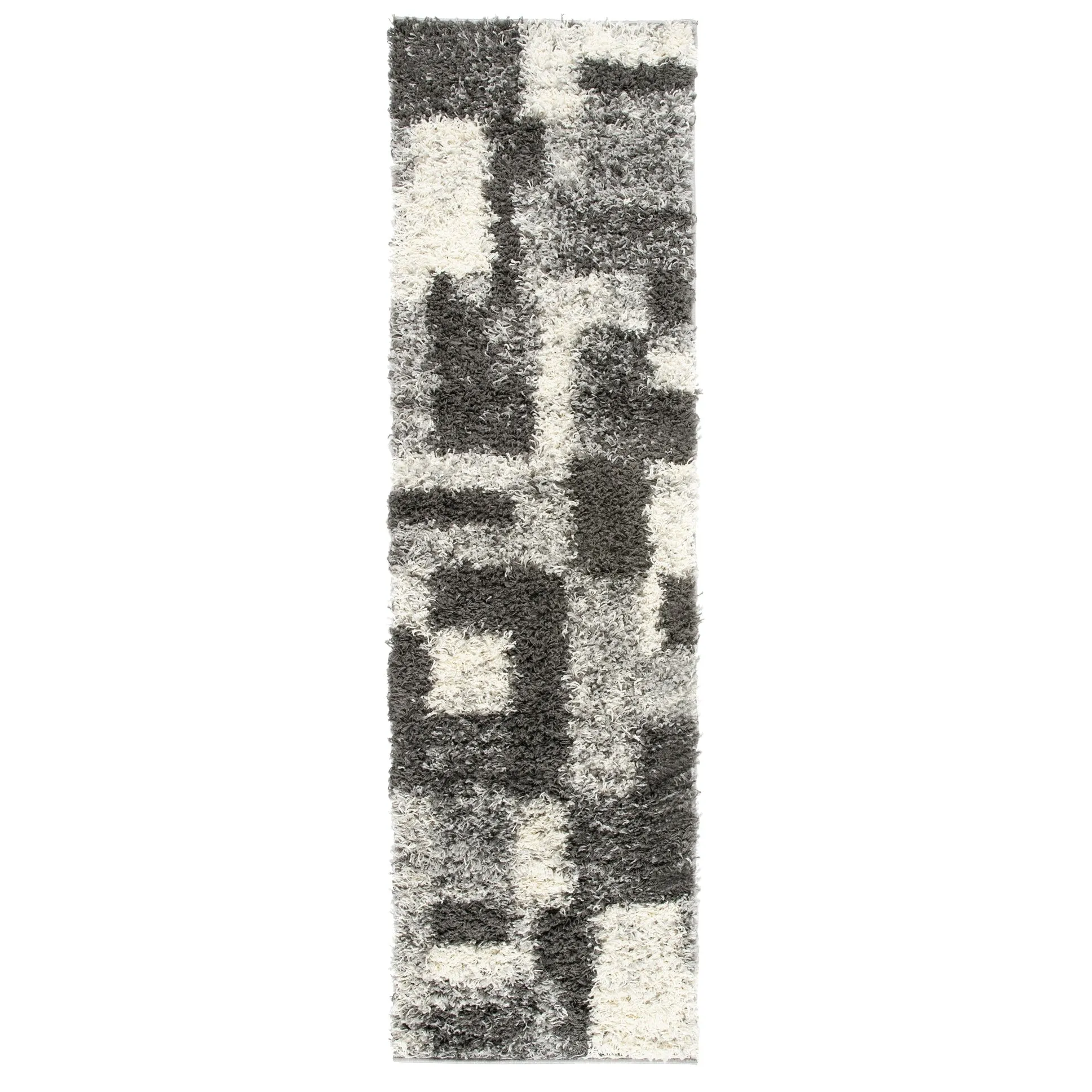 World Rug Gallery Distressed Modern Boxes Plush Shag Area Rug