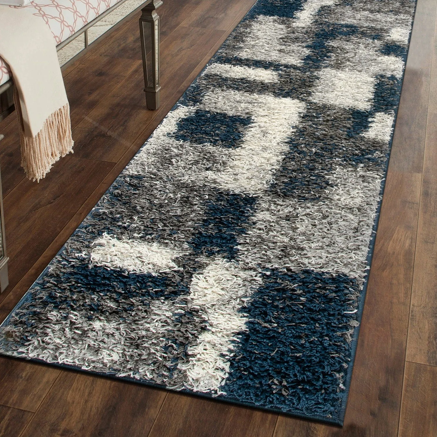 World Rug Gallery Distressed Modern Boxes Plush Shag Area Rug