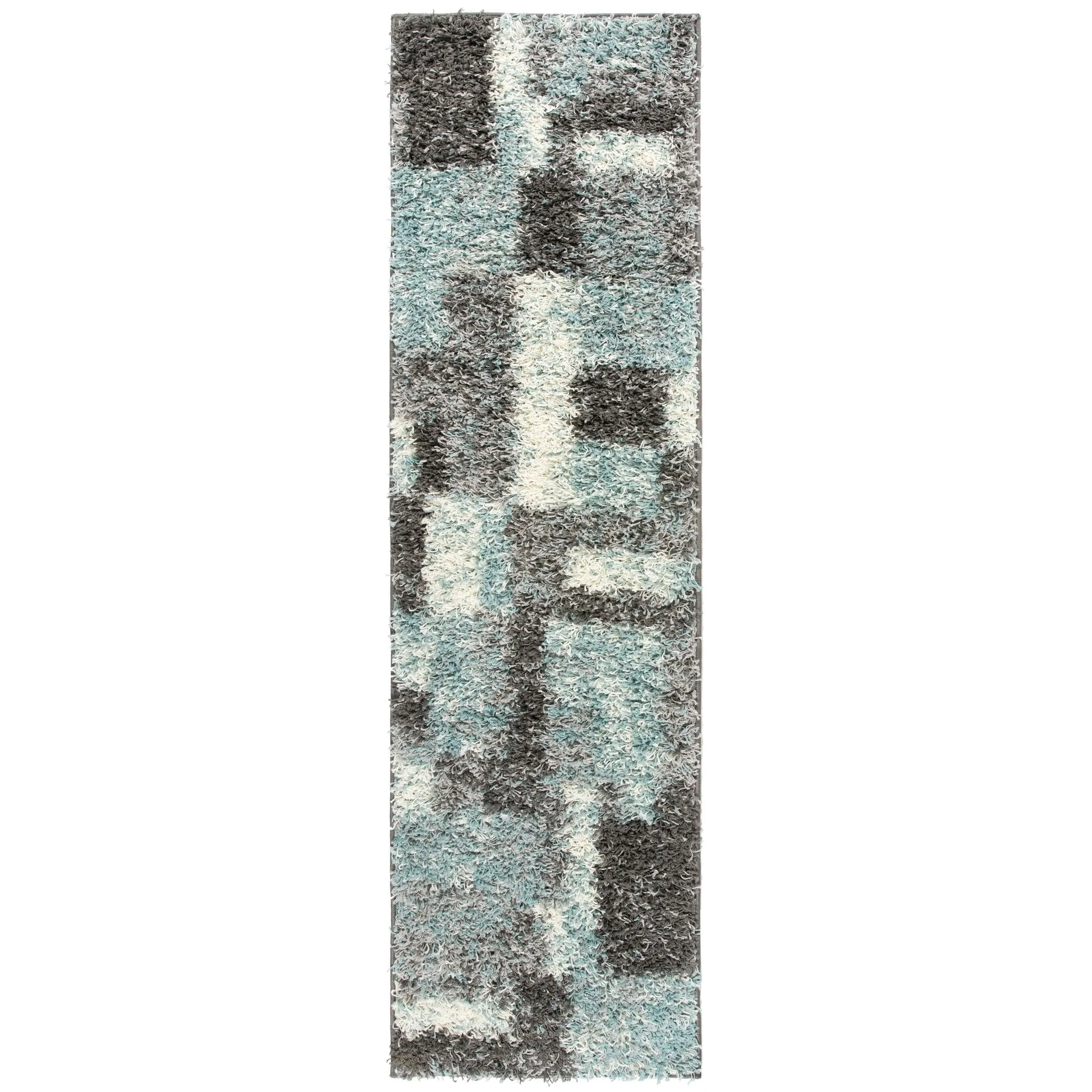 World Rug Gallery Distressed Modern Boxes Plush Shag Area Rug