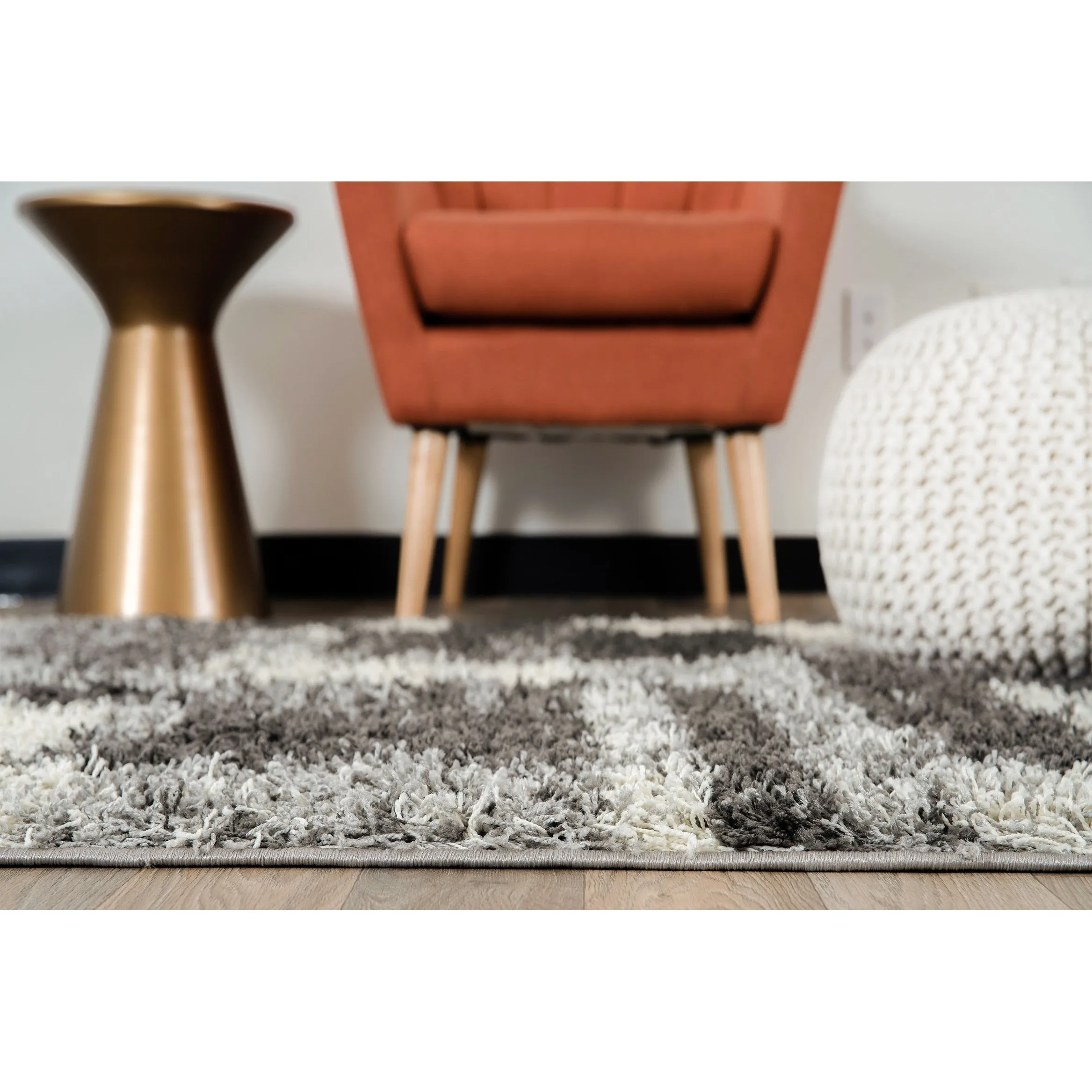 World Rug Gallery Distressed Modern Boxes Plush Shag Area Rug