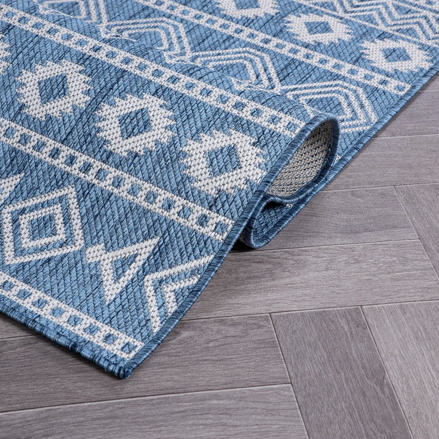 World Rug Gallery Geometric Boho Textured Flat Weave Indoor/Outdoor Area Rug