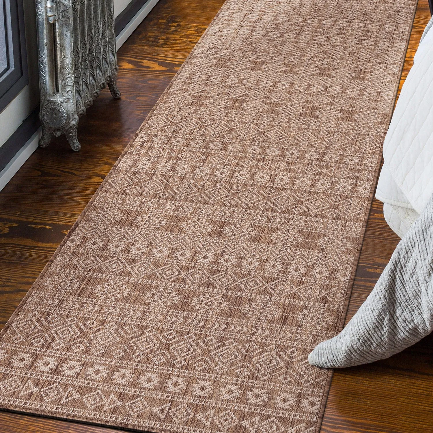 World Rug Gallery Geometric Boho Textured Flat Weave Indoor/Outdoor Area Rug