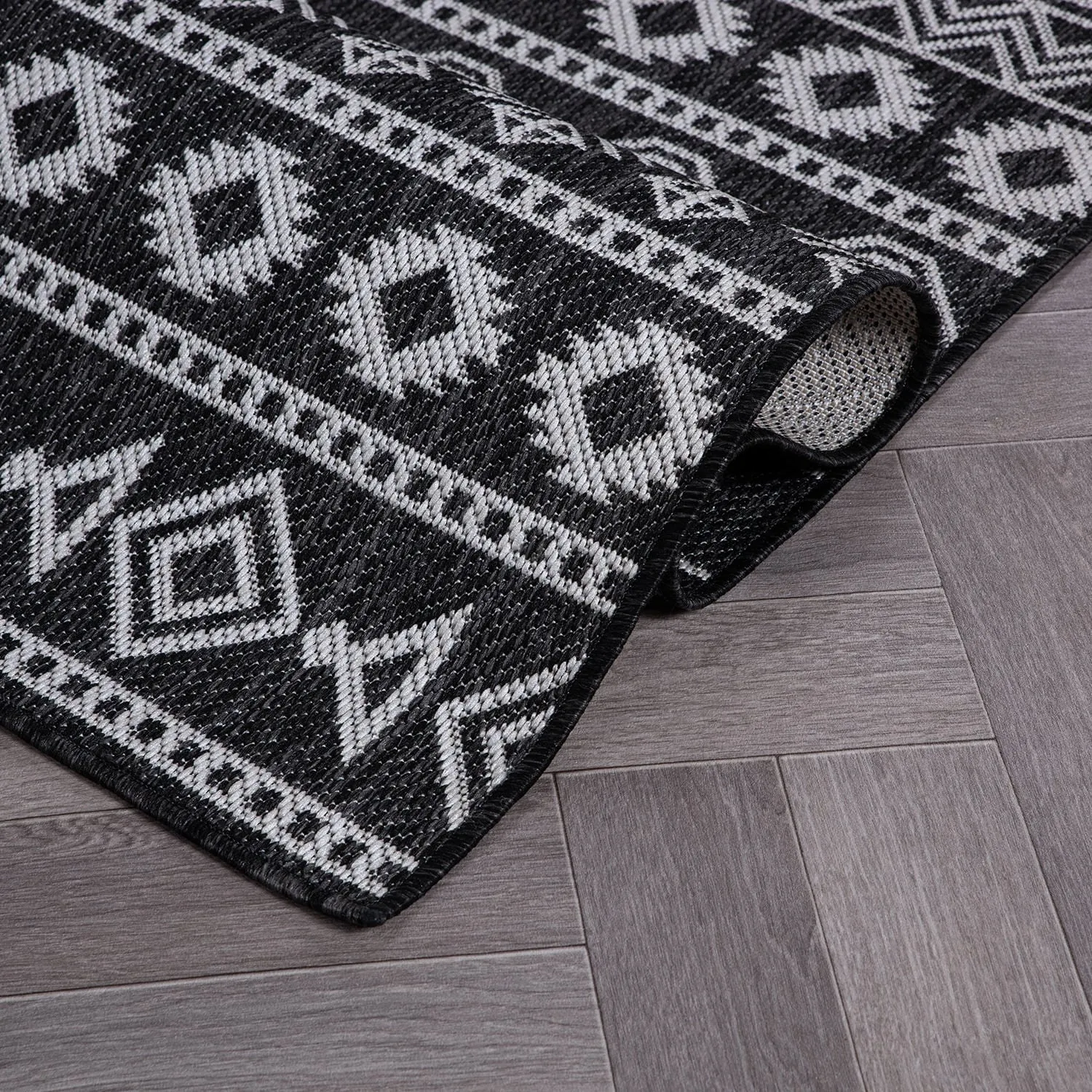 World Rug Gallery Geometric Boho Textured Flat Weave Indoor/Outdoor Area Rug
