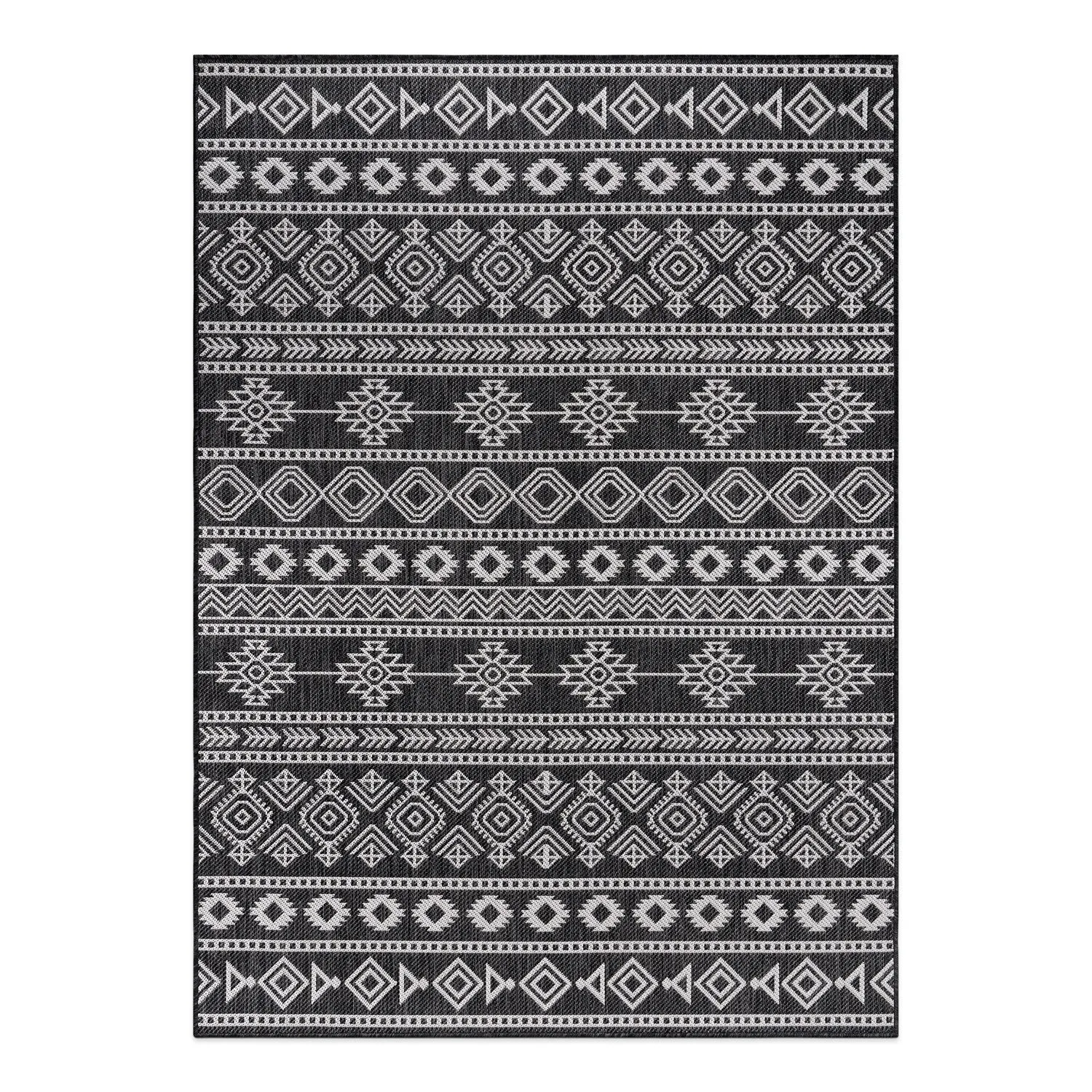 World Rug Gallery Geometric Boho Textured Flat Weave Indoor/Outdoor Area Rug
