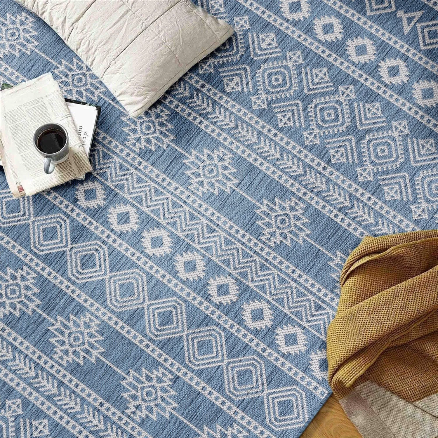 World Rug Gallery Geometric Boho Textured Flat Weave Indoor/Outdoor Area Rug