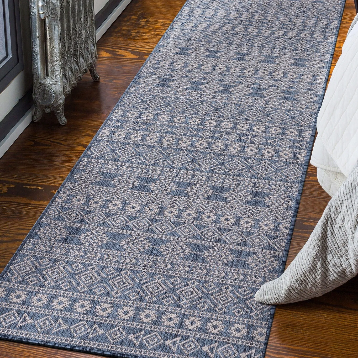 World Rug Gallery Geometric Boho Textured Flat Weave Indoor/Outdoor Area Rug