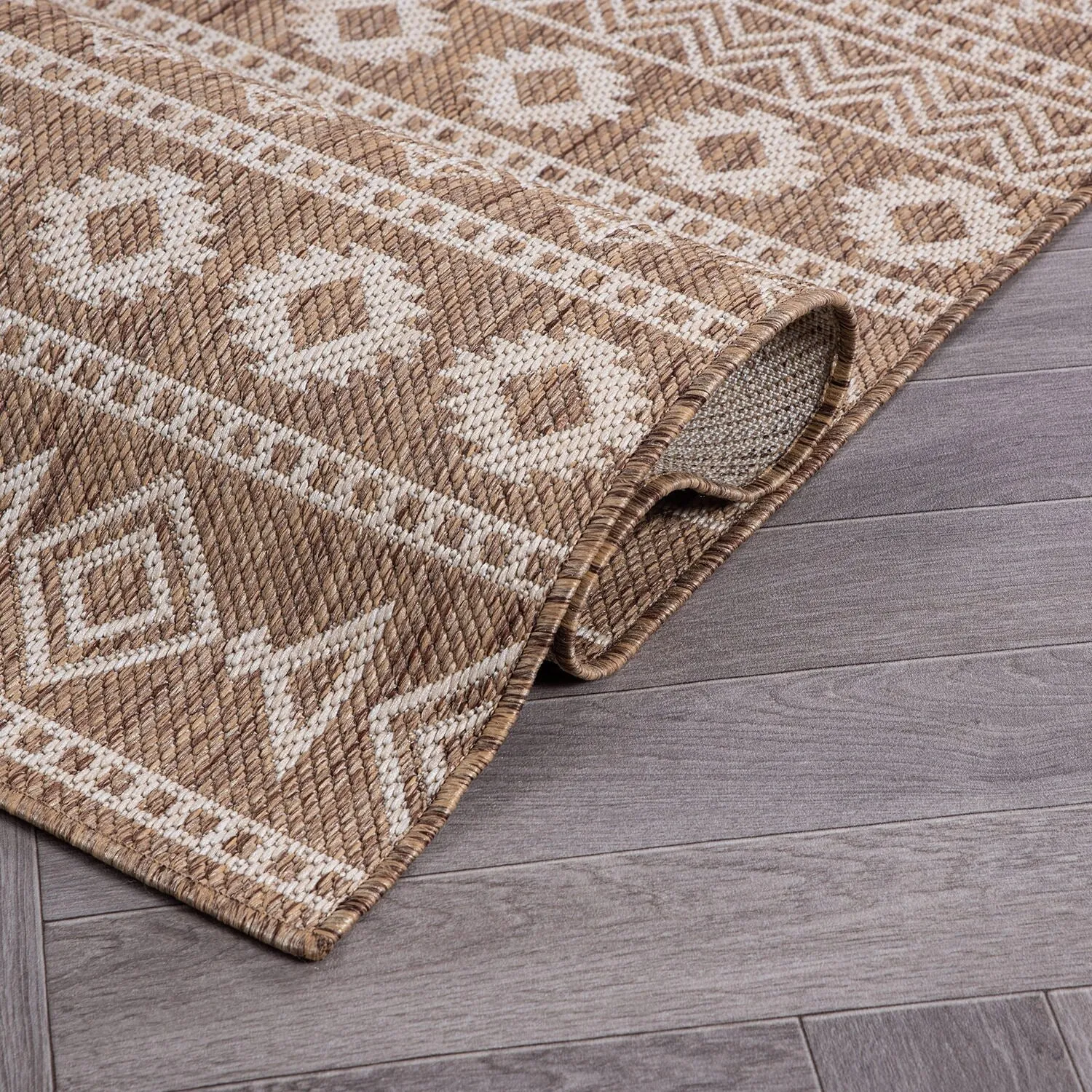 World Rug Gallery Geometric Boho Textured Flat Weave Indoor/Outdoor Area Rug