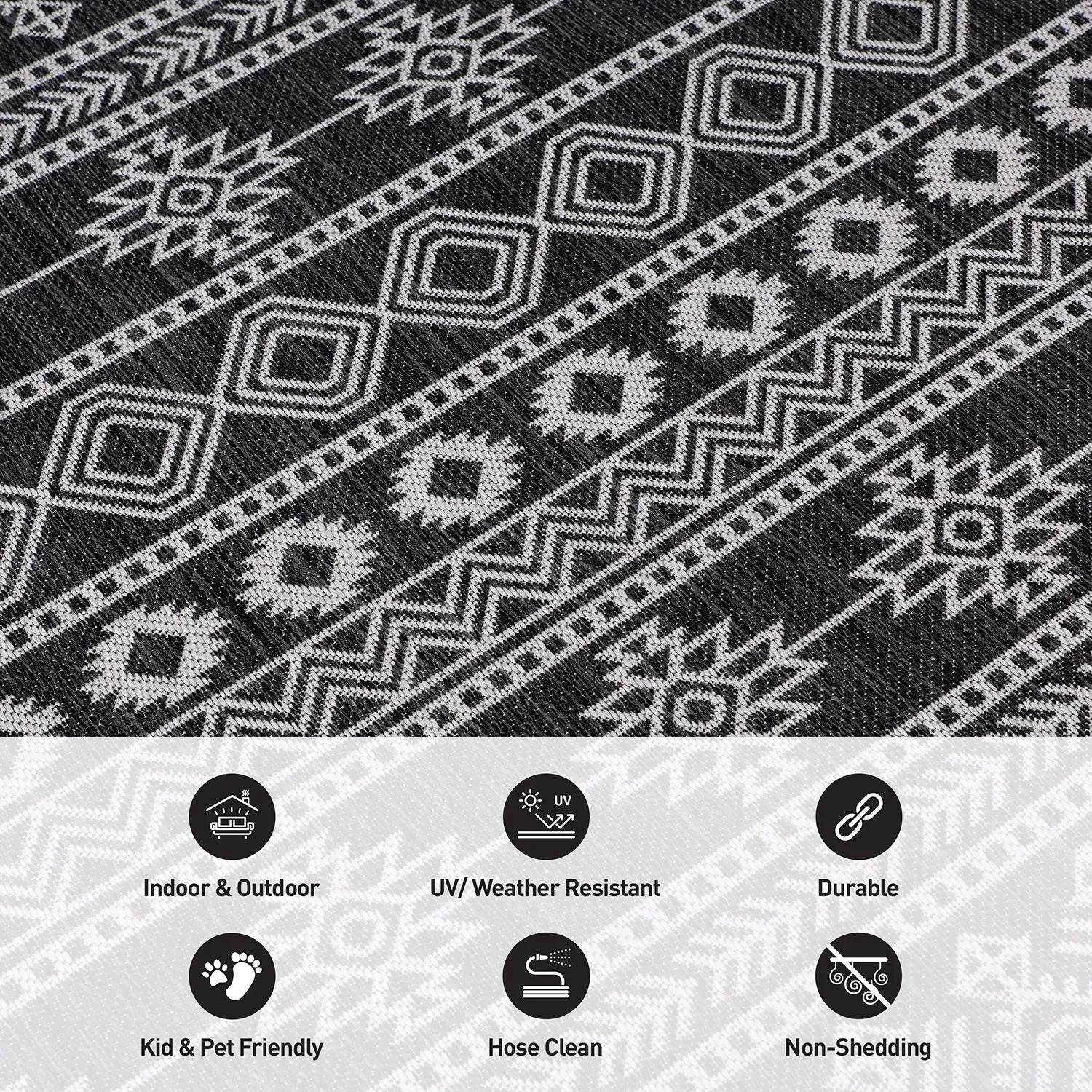 World Rug Gallery Geometric Boho Textured Flat Weave Indoor/Outdoor Area Rug