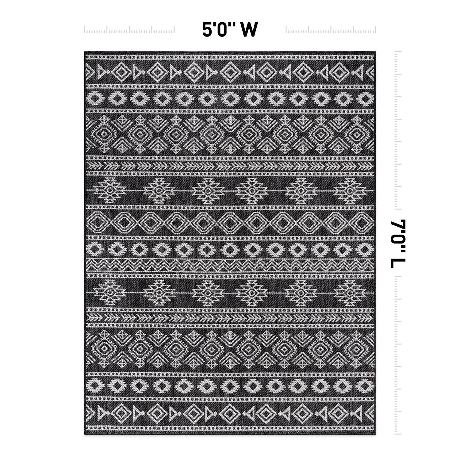 World Rug Gallery Geometric Boho Textured Flat Weave Indoor/Outdoor Area Rug