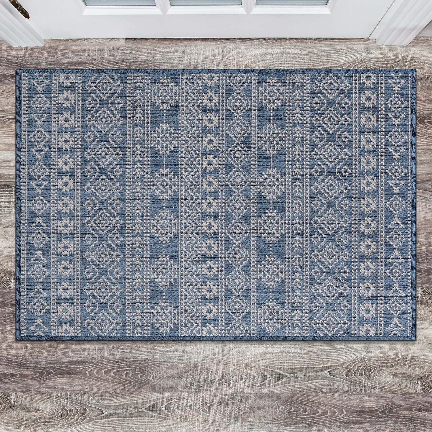 World Rug Gallery Geometric Boho Textured Flat Weave Indoor/Outdoor Area Rug
