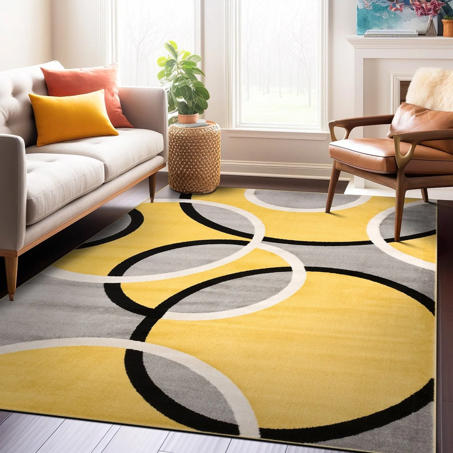 World Rug Gallery Modern Abstract Circles Area Rug