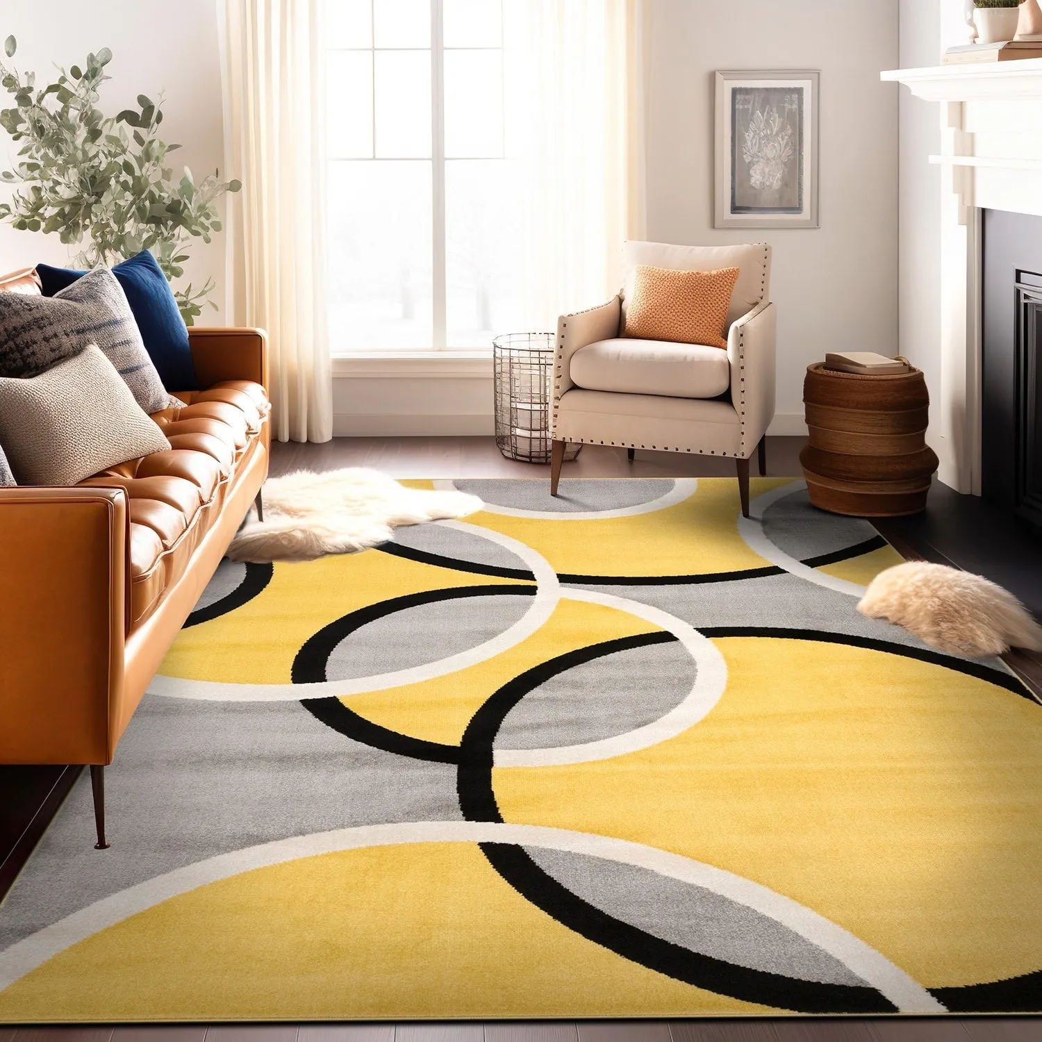 World Rug Gallery Modern Abstract Circles Area Rug