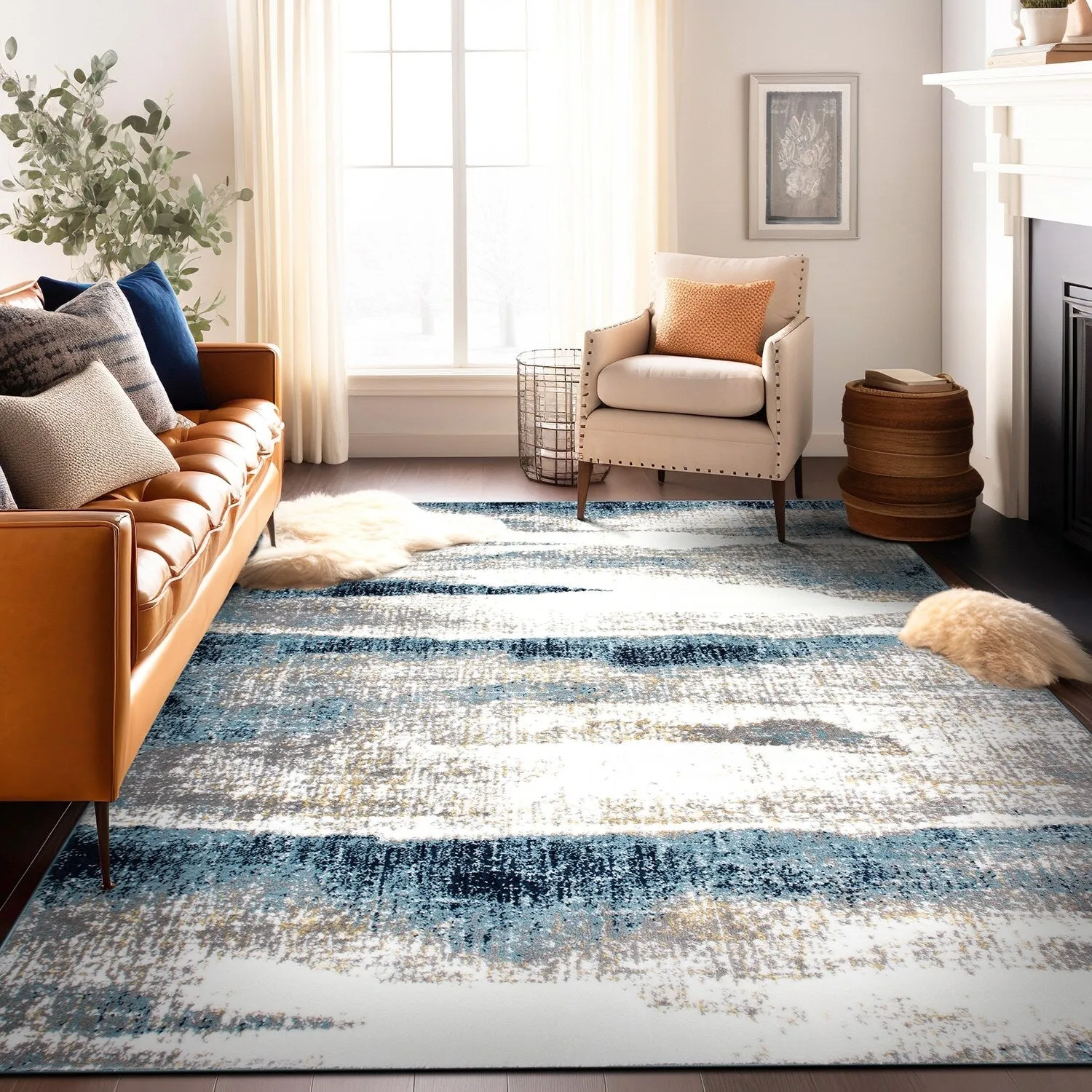 World Rug Gallery Modern Abstract Waves Area Rug