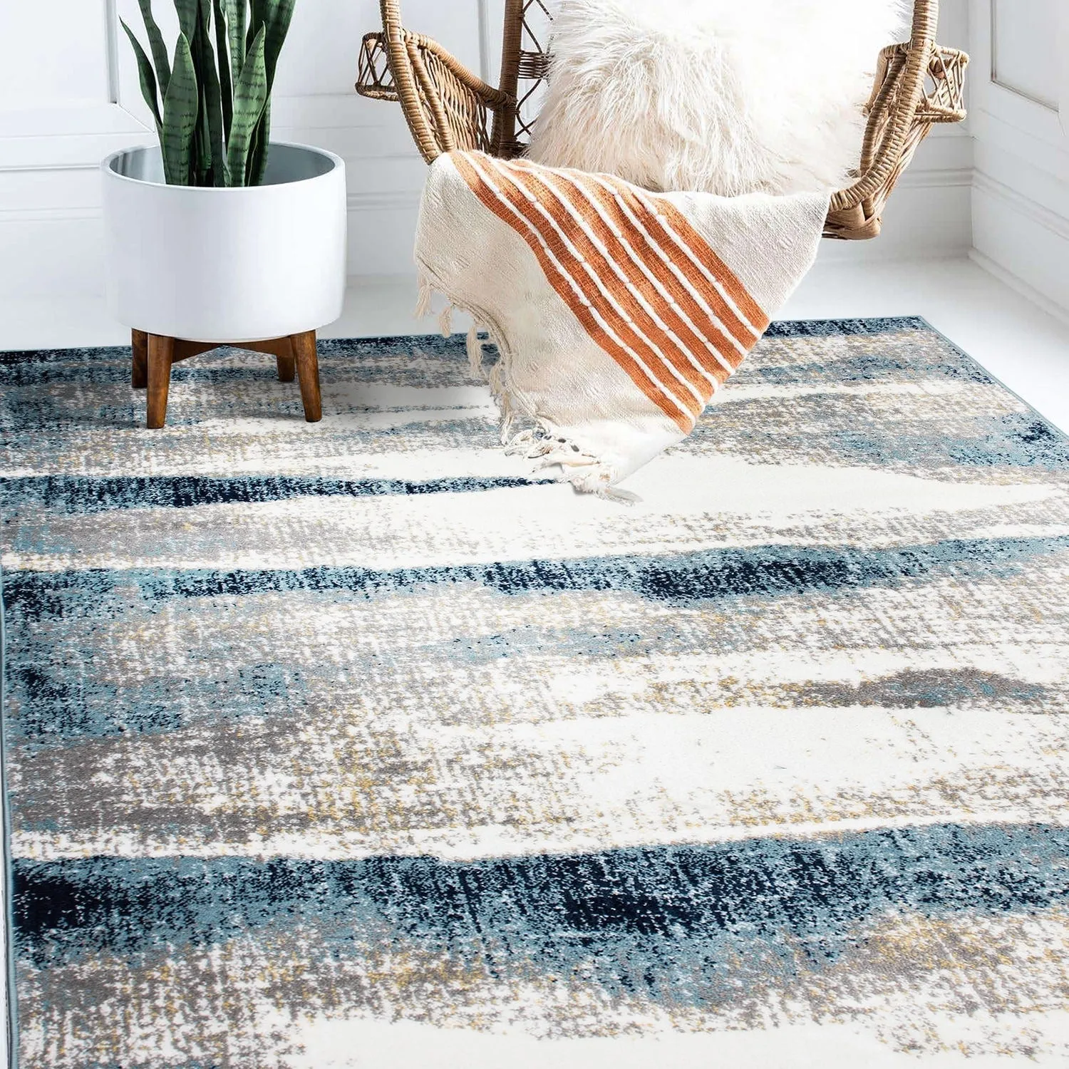 World Rug Gallery Modern Abstract Waves Area Rug