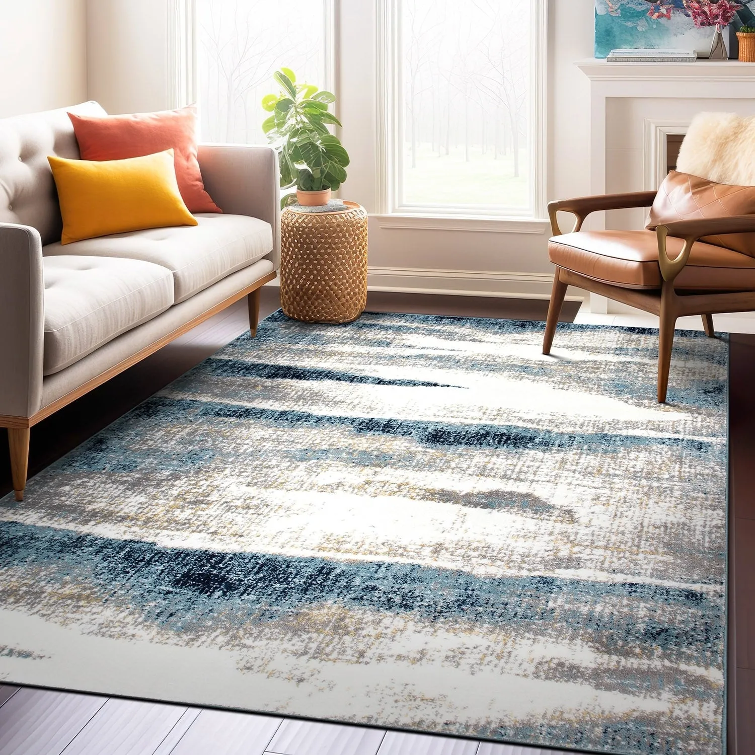 World Rug Gallery Modern Abstract Waves Area Rug